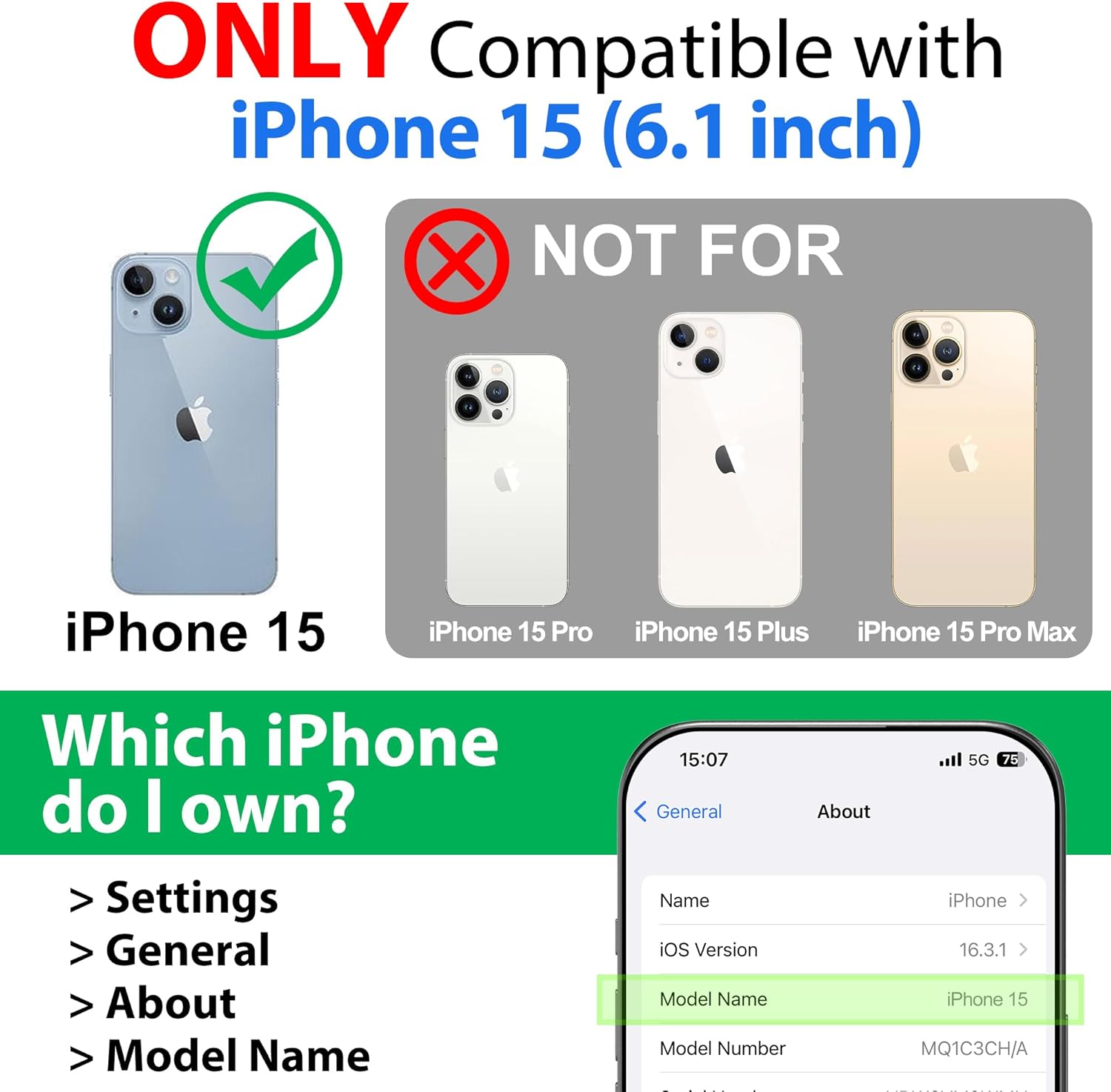 SPORTLINK Funda impermeable para iPhone 15, protector de pantalla integrado IP68 bajo el agua 6.6 pies a prueba de caídas militar a prueba de polvo