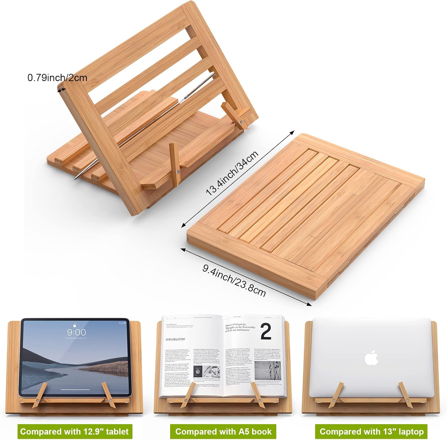 Soportes de madera para leer manos libres, soportes para libros de cocina y soportes – Soporte para libros de cocina para exhibición de cocina, con