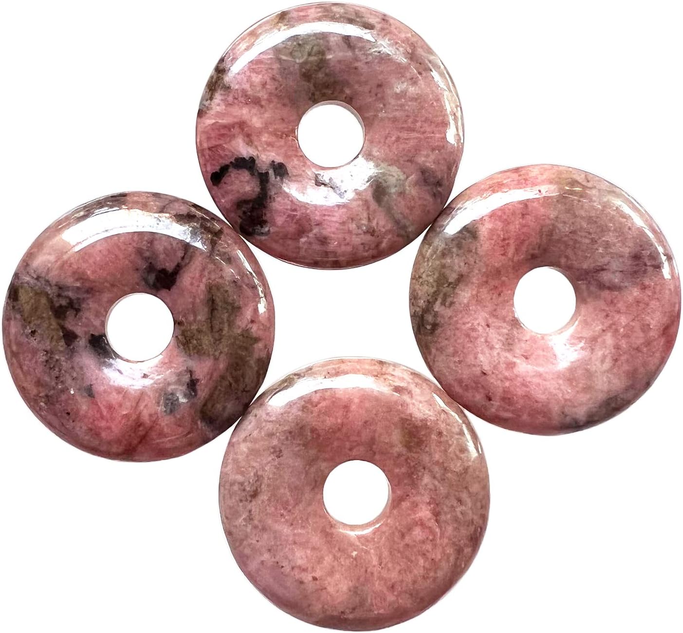 Dijes de cuentas redondas con agujero grande de 0.31 pulgadas para hacer joyas, amuleto de cristal pulido, cuentas de dona, círculo de paz,