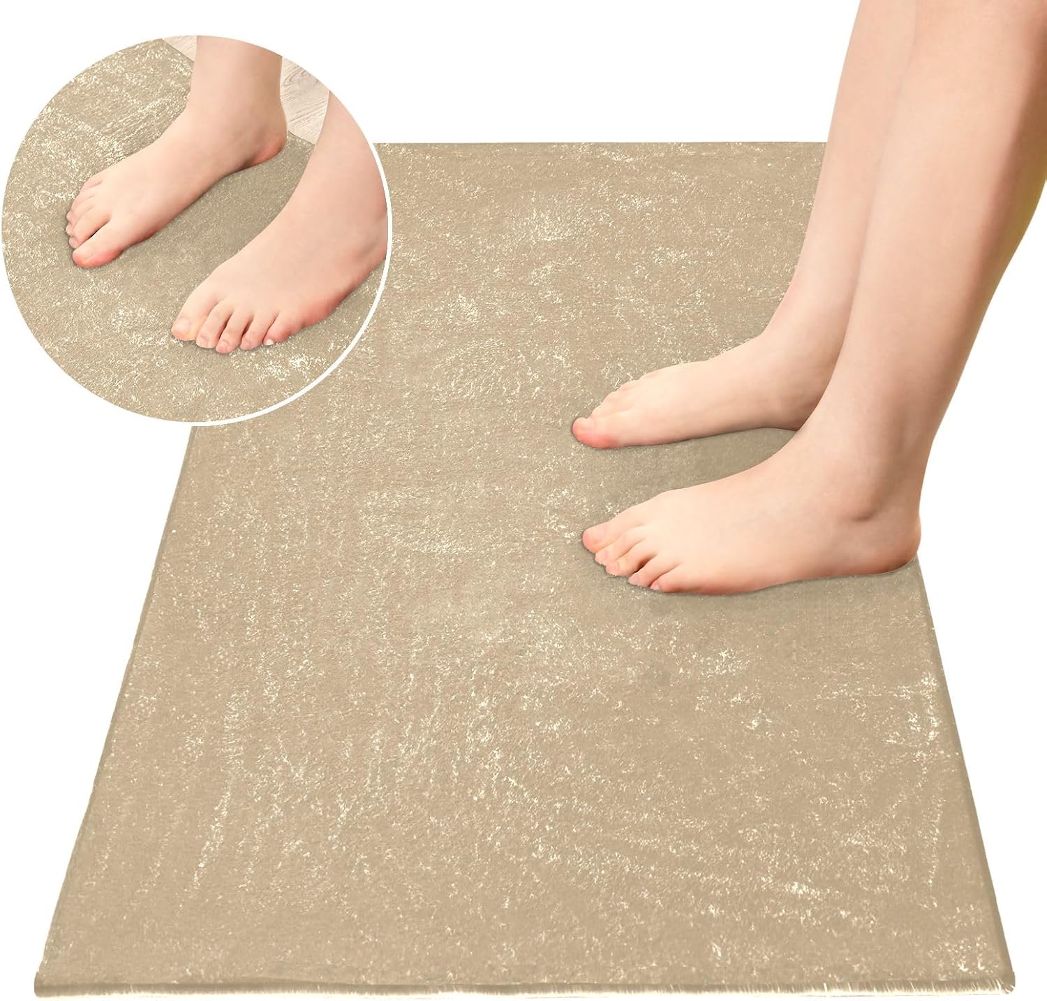 Joisal Pale Ocre – Tapetes de baño de felpa, absorbentes, antideslizantes, con parte trasera de goma, lavables, 39 x 20 pulgadas