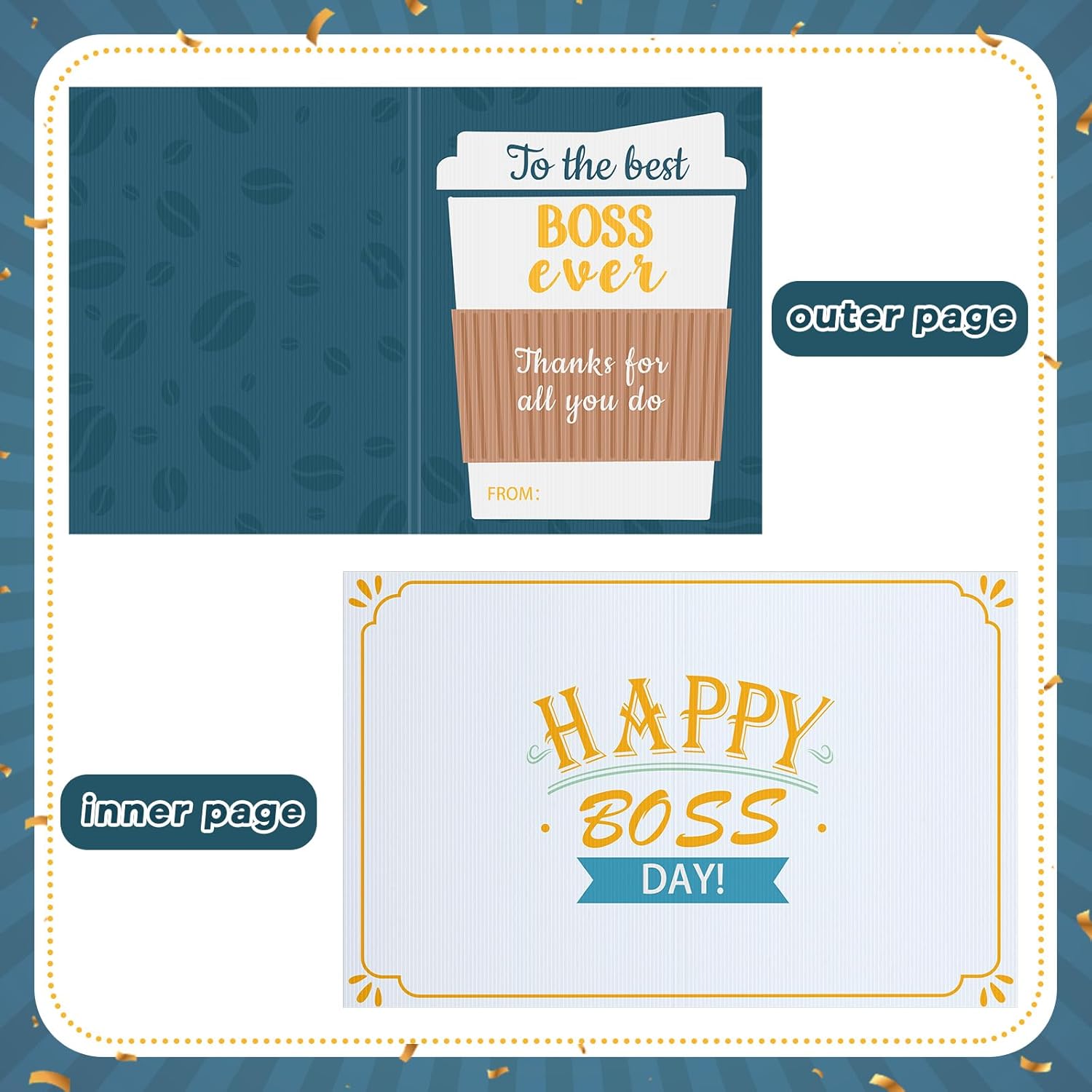 Cholemy Tarjetas de agradecimiento con sobres de invitación, divertida tarjeta de cumpleaños de jefe con sobres blancos, tarjeta de felicitación del