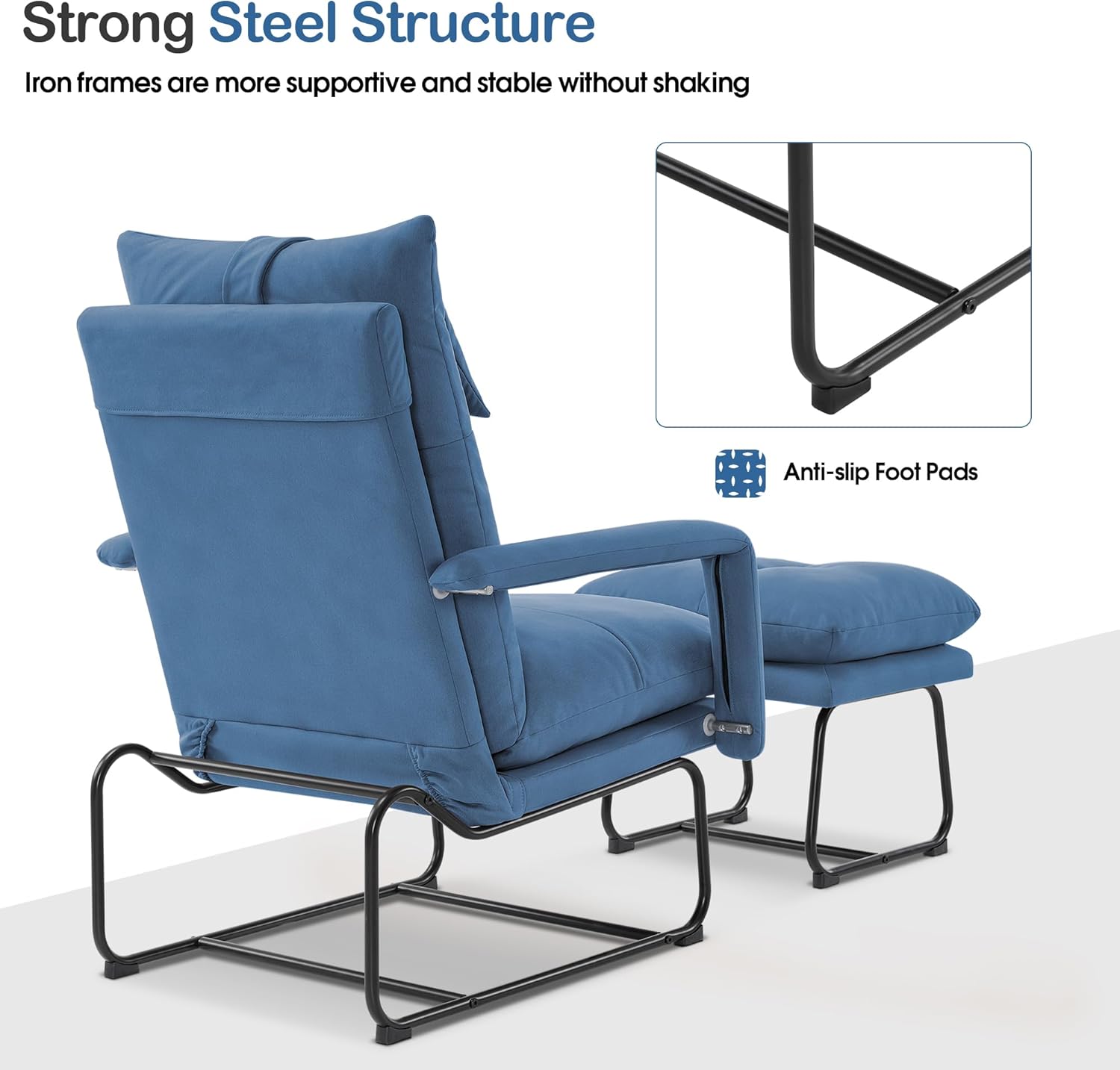 MCombo Sillones reclinables decorativos con otomana, sillones tapizados con respaldo ajustable, sofá individual para sala de estar y dormitorio 4233