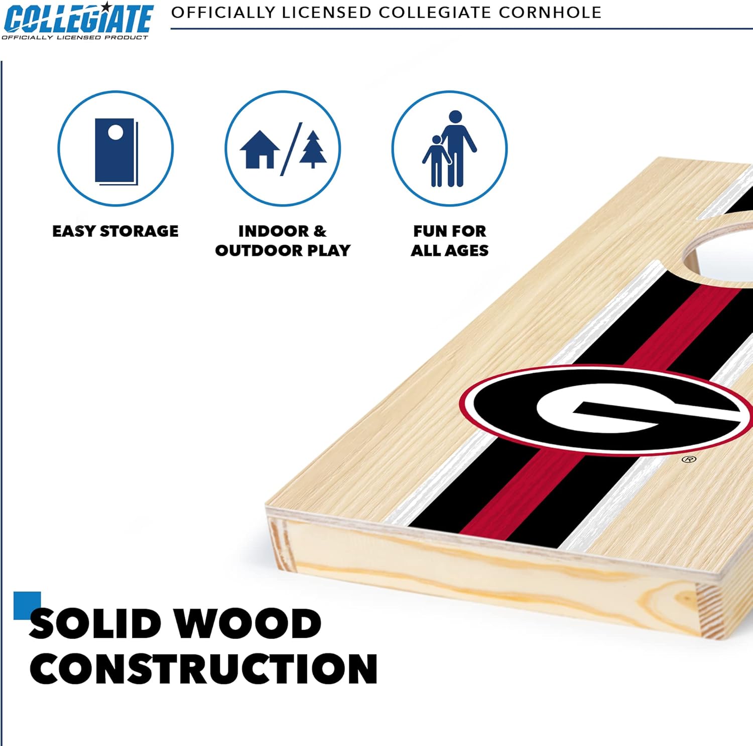 Juego de cornhole de madera maciza de 1 x 2 pies con impresión directa de gráficos de equipo HD, gran regalo para cualquier fanático de los