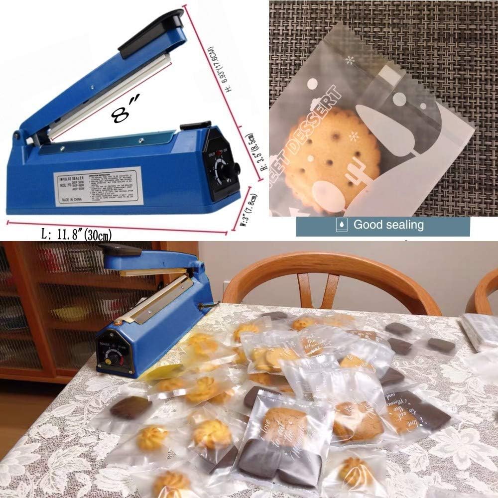 Sellador térmico por impulsos Bolsas manuales Máquina de sellado por impulso de 8 pulgadas para bolsas de plástico PE PP Bolsas con agarre de
