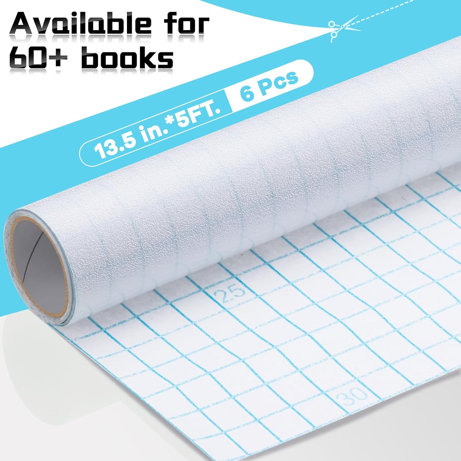 6 rollos de cubierta autoadhesiva mate para libros, revestimiento protector transparente para libros, hojas adhesivas transparentes para libros de