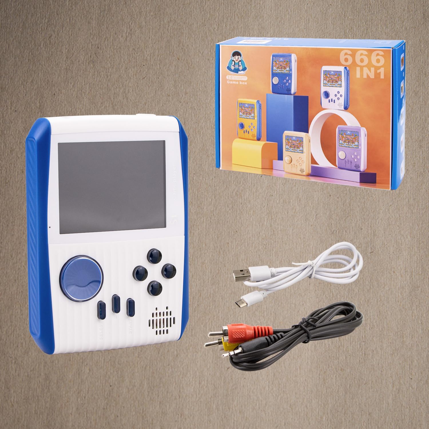 Consola de juegos retro de mano, mini consola de juegos de mano para niños con 666 juegos retro clásicos, batería recargable de 1020 mAh, juego de