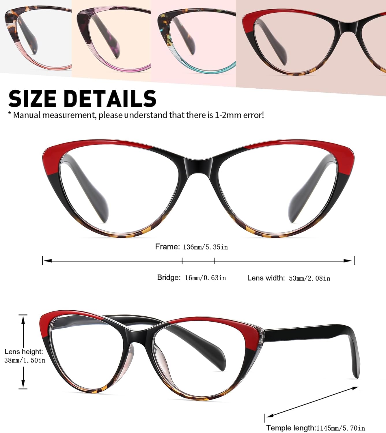 Lentes de lectura de ojo de gato para mujer, bloqueo de luz azul, lectores para mujer 3.5 con bisagras de resorte cómodas, anteojos de diseñador de