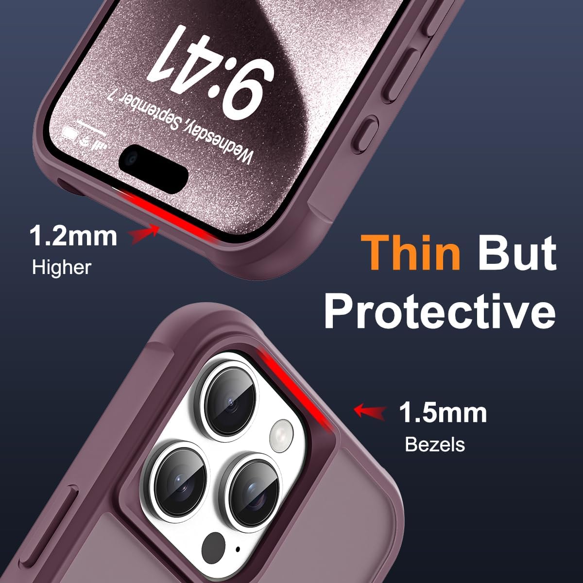 Funda para iPhone 15 Pro Max de 6.7 pulgadas con soporte de anillo magnético reforzado, cubierta trasera translúcida compatible con Magsafe Fundas