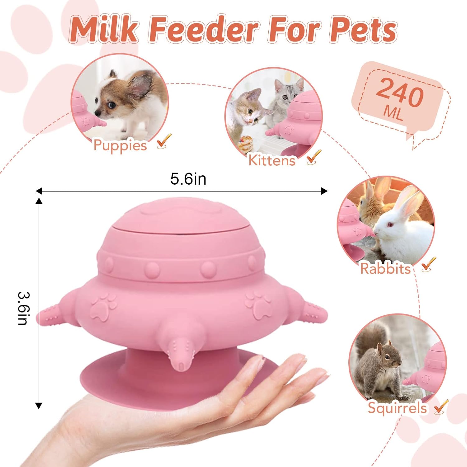 Comedero para cachorros para varios cachorros, 4 tetinas, alimentador de leche para cachorros, estación de lactancia de silicona para cachorros, 8.1