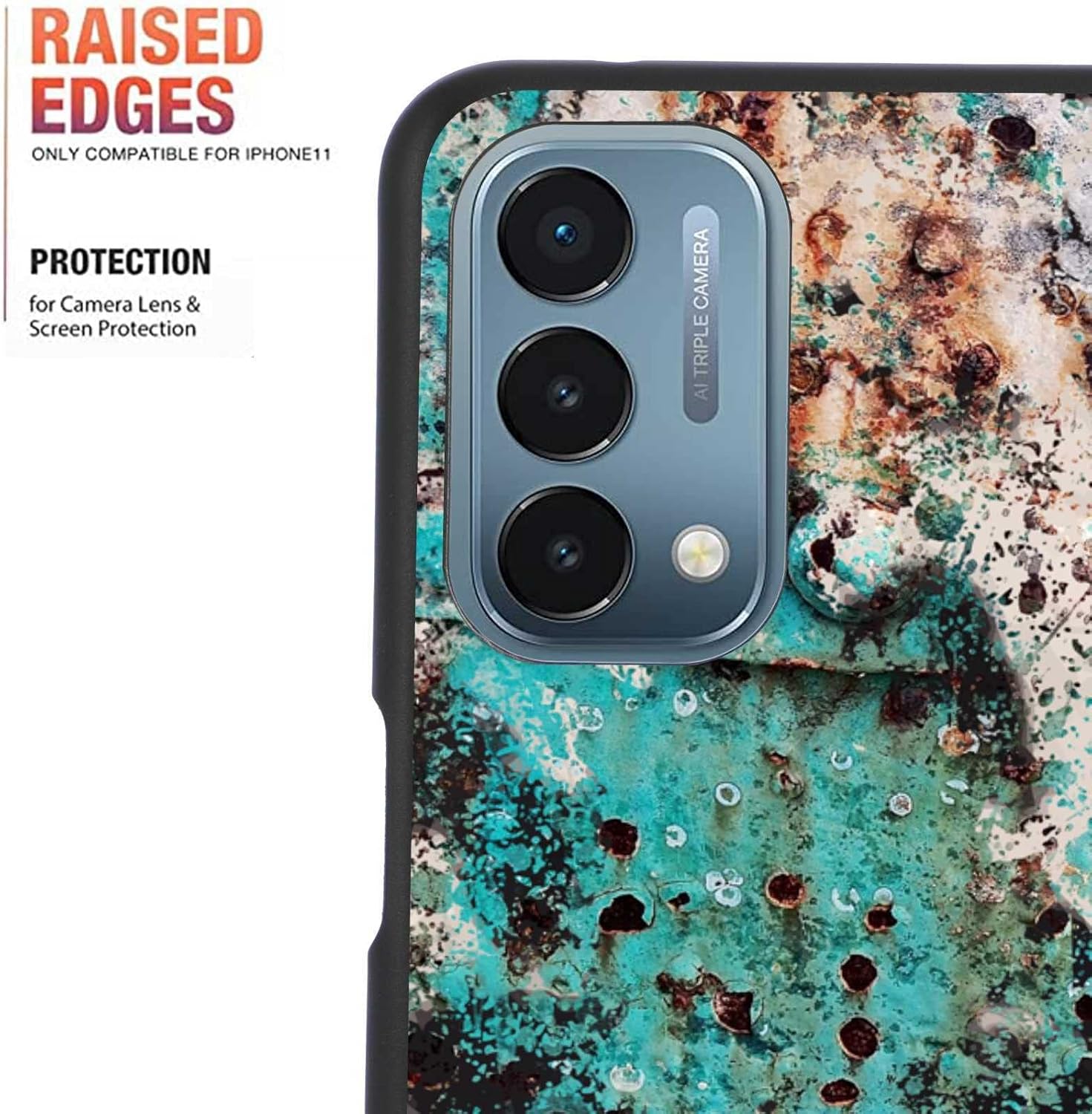 KSHSAA Funda diseñada para OnePlus Nord N200 5G, cuero de vaca turquesa occidental, diseño retro para OnePlus, funda de silicona suave a prueba de