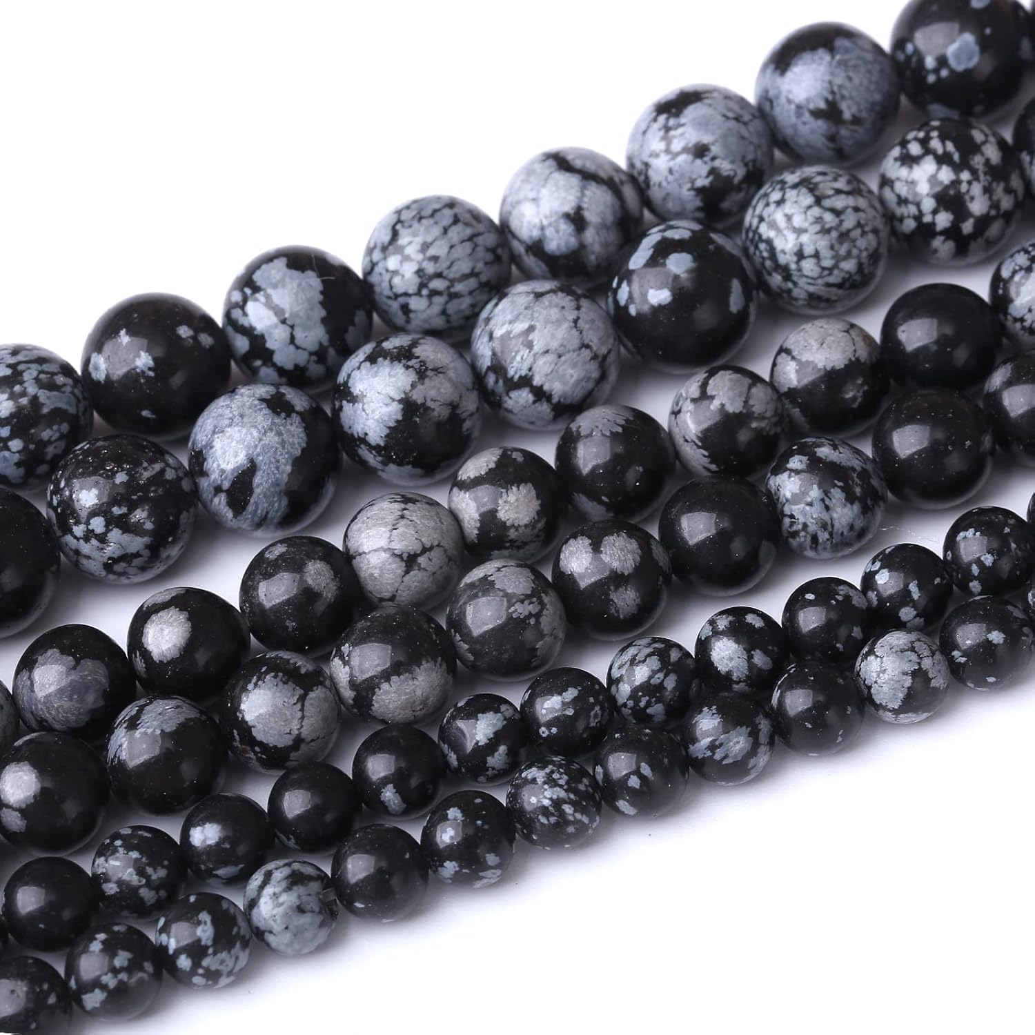 45 cuentas de piedra de obsidiana natural de copo de nieve de 0.315 pulgadas (0.315 in), cuentas curativas energéticas para hacer joyas, pulseras,