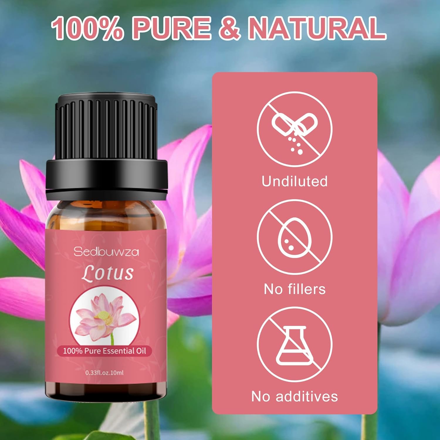 Sedbuwza Aceite esencial de loto, 100 % puro loto para aromaterapia, aceite de regalo para difusor, humidificador, jabón, vela, perfume