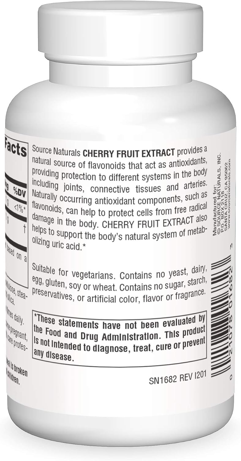 Source Naturals Extracto de fruta de cereza, fuente natural de flavonoides que actúan como antioxidantes*, 500 mg – 180 Tabletas