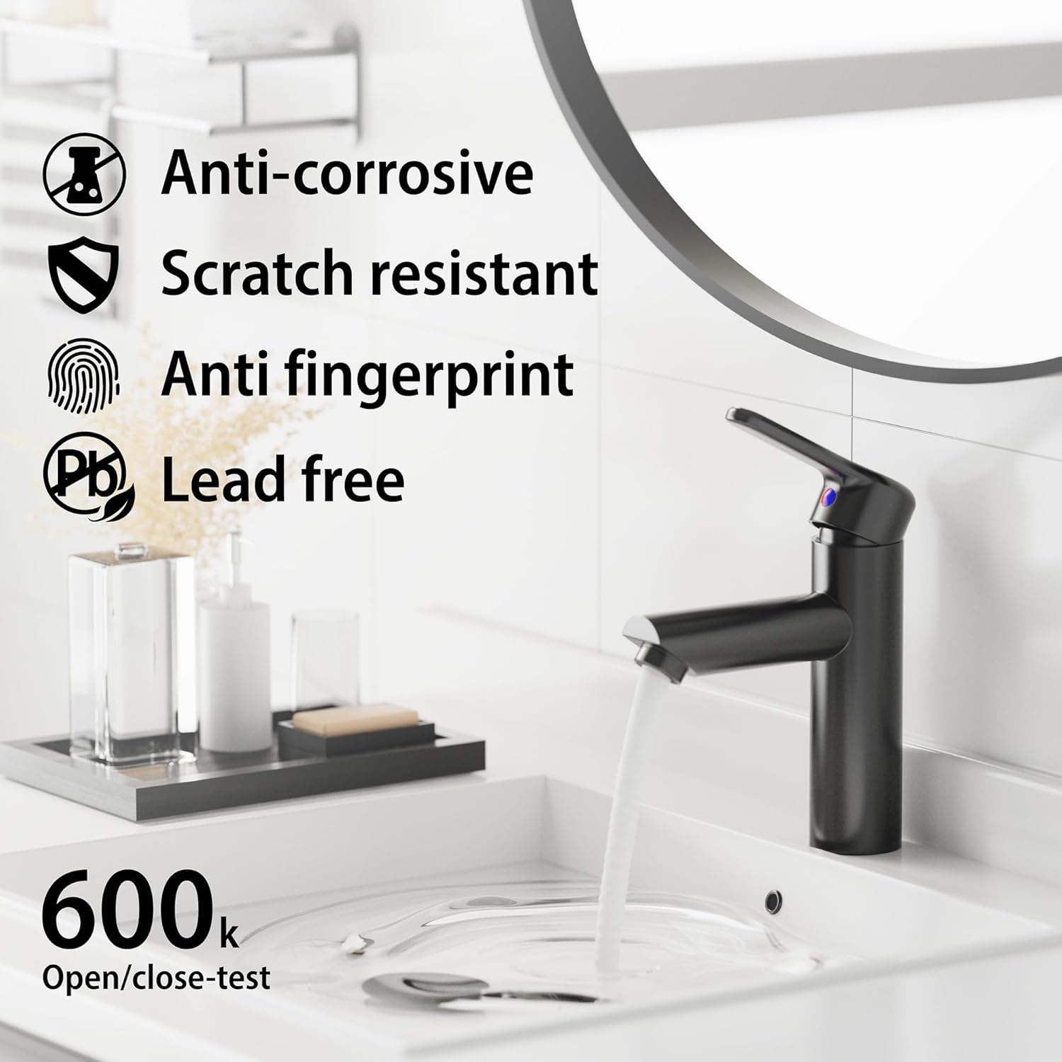 Grifo de baño negro de alta calidad, mango único con conjunto de drenaje, placa de cubierta para instalación de 1 o 3 agujeros, grifo de lavabo con