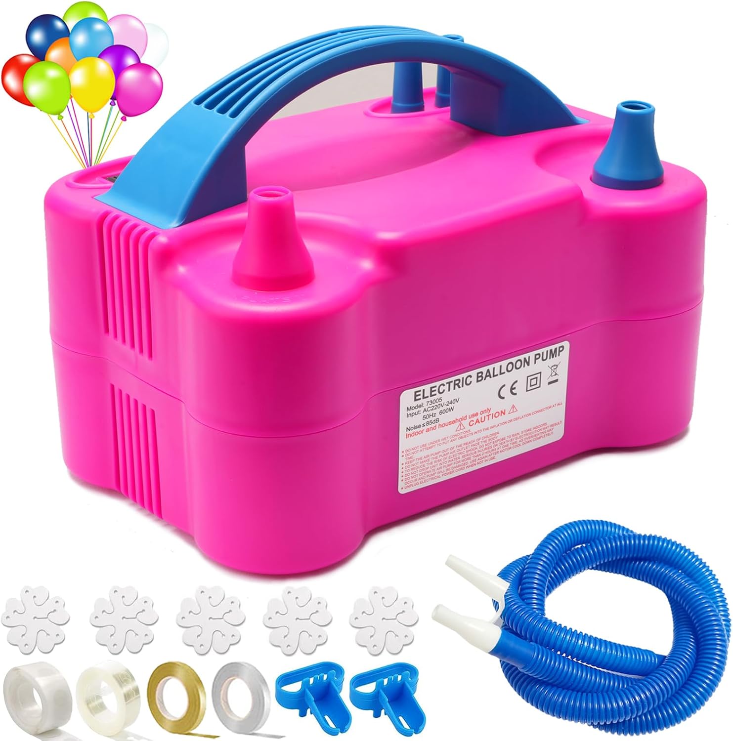 Bomba de globo eléctrica, portátil, eléctrica de doble boquilla, inflador de globo para decoraciones de fiestas, baby shower, boda, cumpleaños,