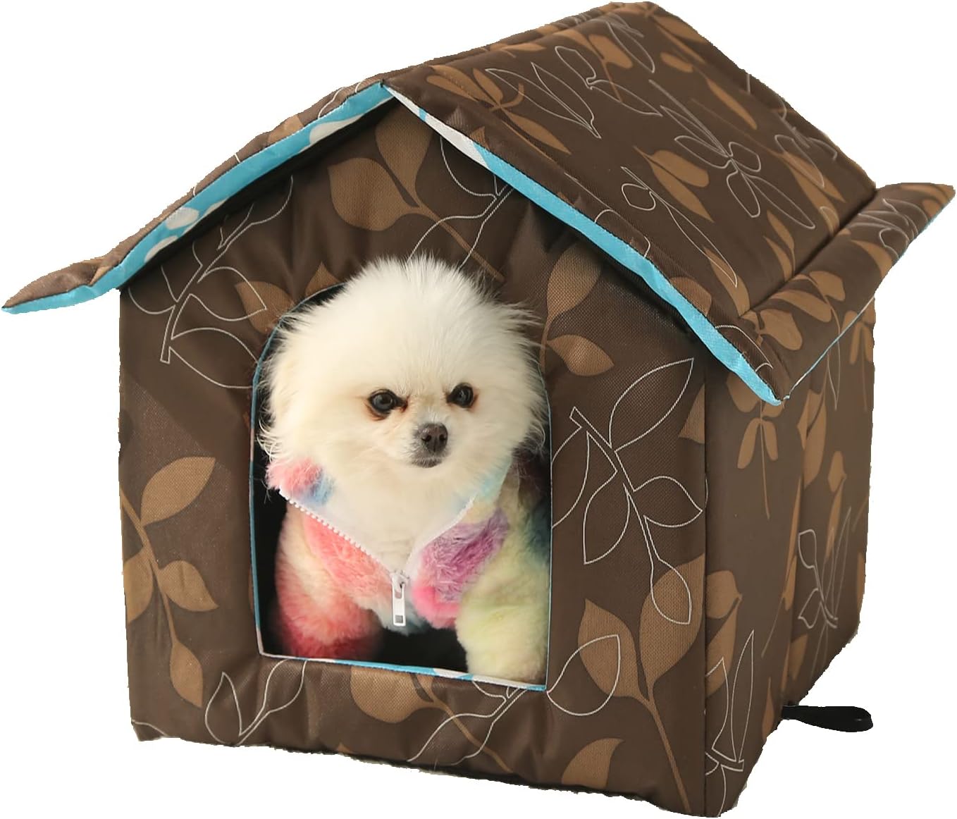 Casa para gatos al aire libre, casa para gatos con cortina transparente, refugio para gatos callejeros (Shabby Chic, casas medianas)