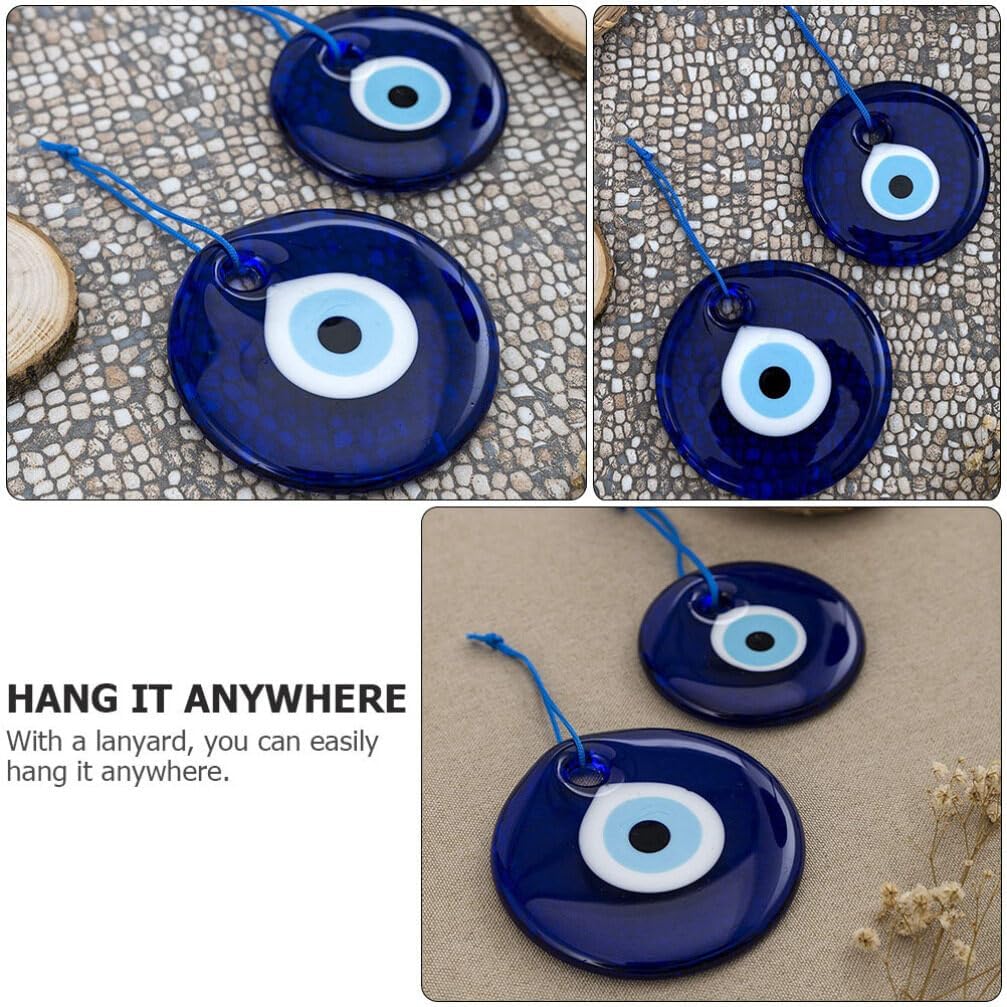 Adorno colgante de ojo azul turco para colgar en la pared, 2 piezas con protección de cuerda, amuleto de buena suerte, amuleto para colgar en la