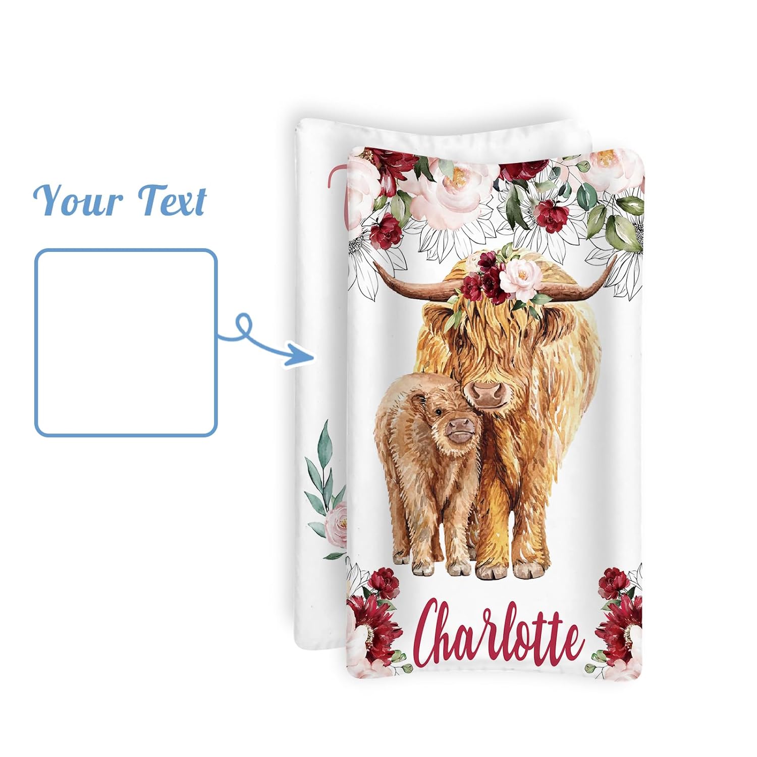 Funda para cambiador personalizada, sábanas personalizadas para cambiar pañales con nombre, hojas de mesa de cambio de punto suave de jersey de