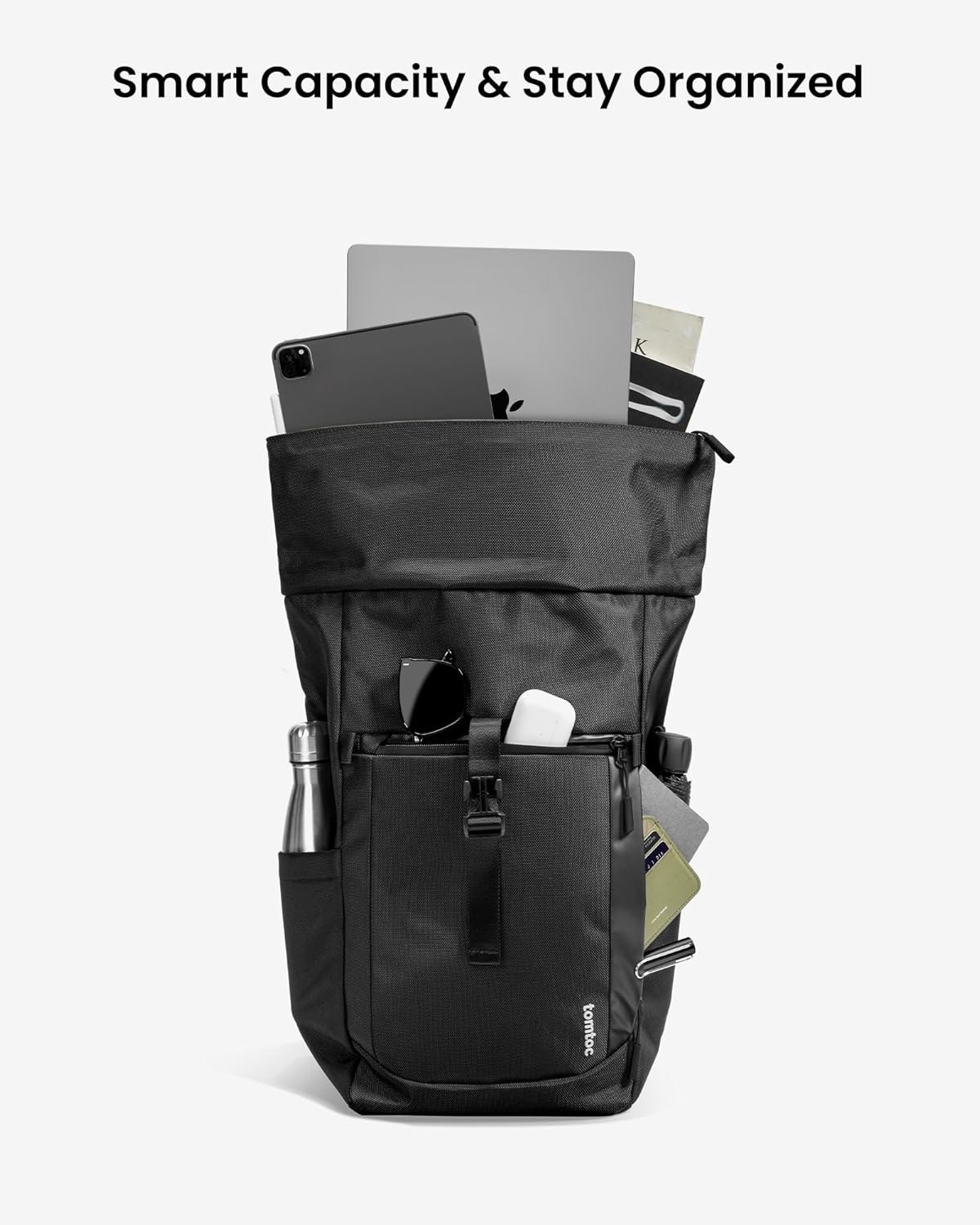 tomtoc Mochila enrollable para laptop, ligera, resistente al agua, expansible, informal, para MacBook de 13 a 16 pulgadas, mochila para viaje a la