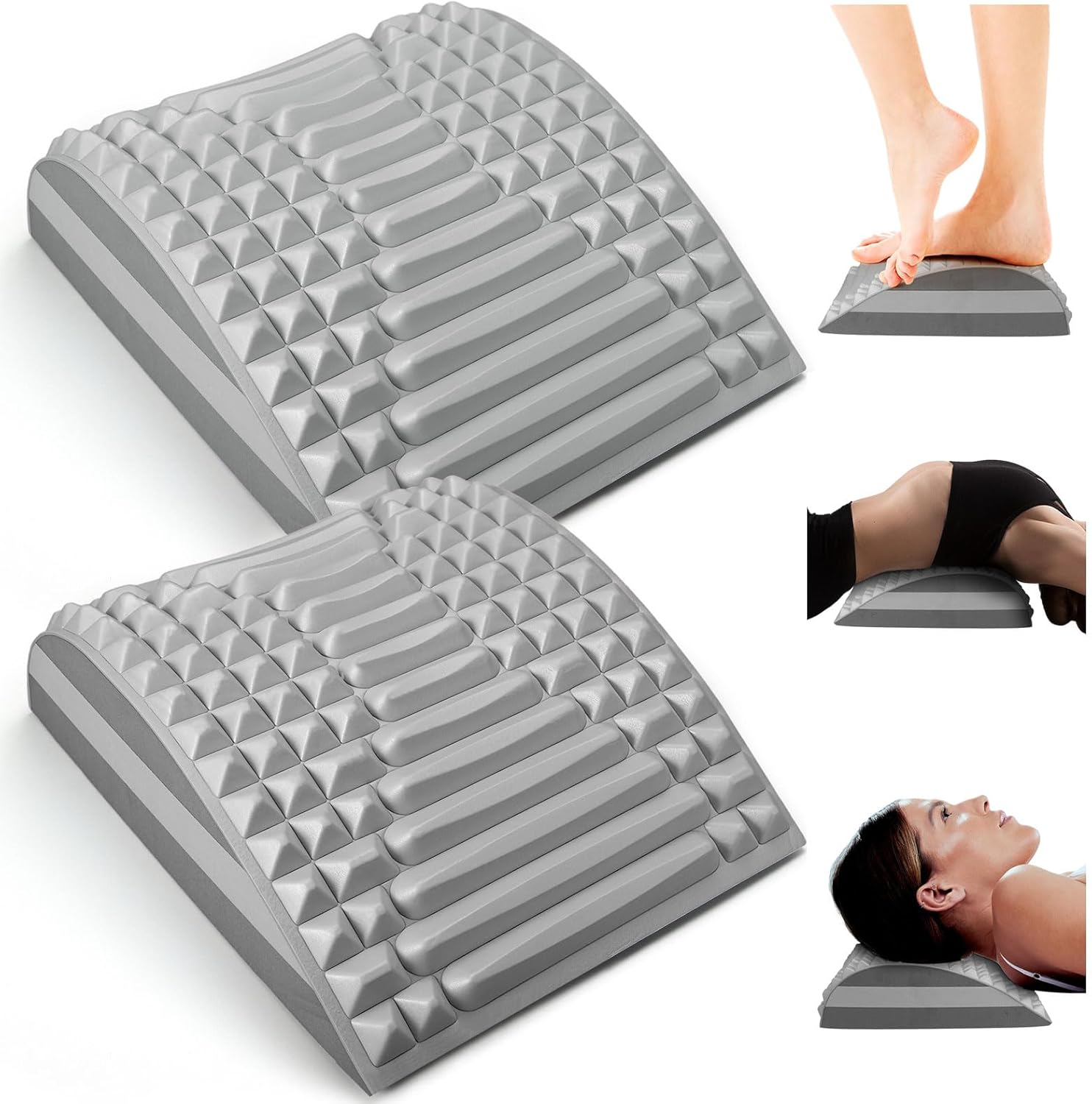 2 piezas de estiramiento de espalda y cuello para alivio del dolor de espalda baja, estirador de cuello, almohada ajustable para escoliosis, hernia