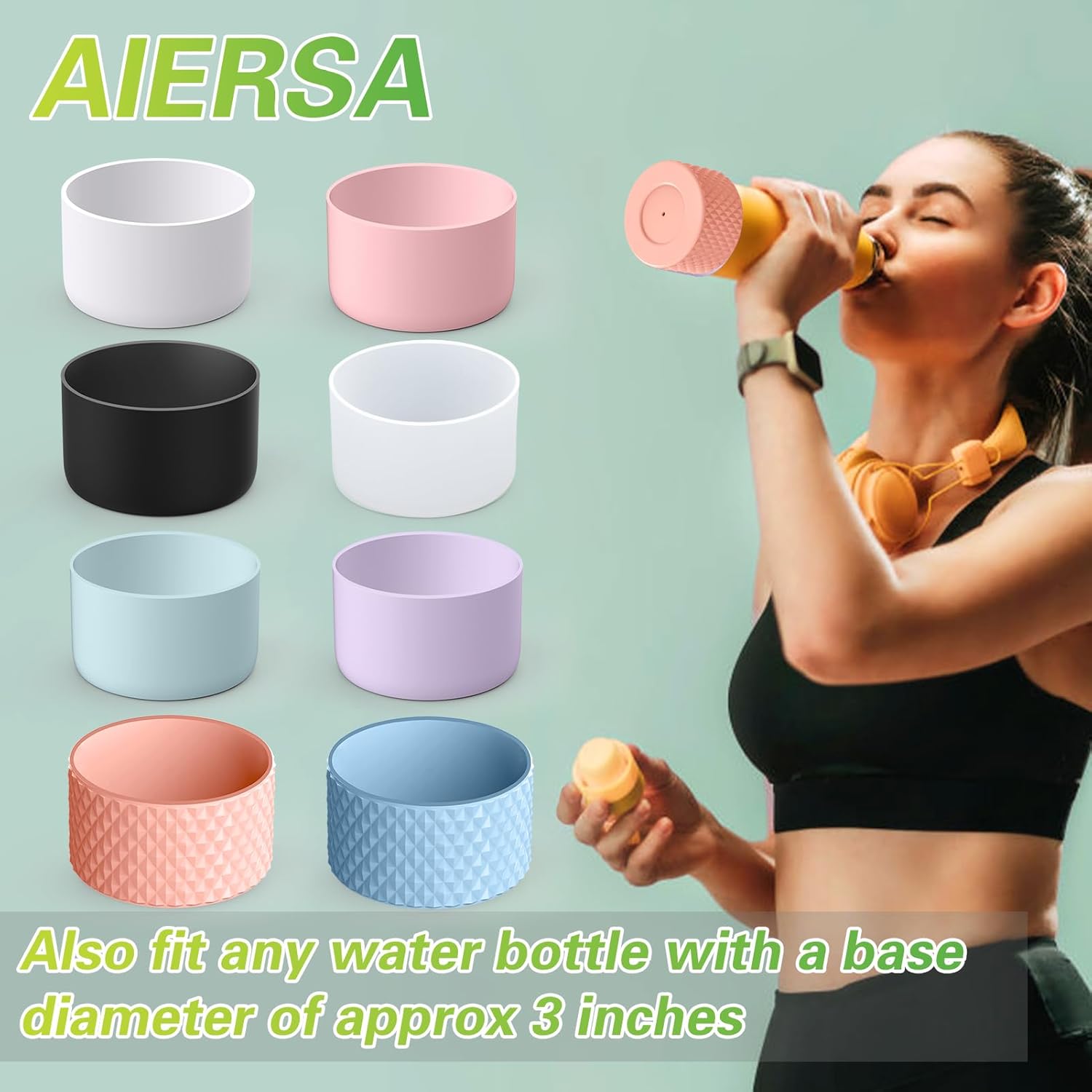 AIERSA 2 vasos de silicona para Simple Modern Trek de 40 onzas con asa, funda protectora para la parte inferior de la botella de agua, accesorios