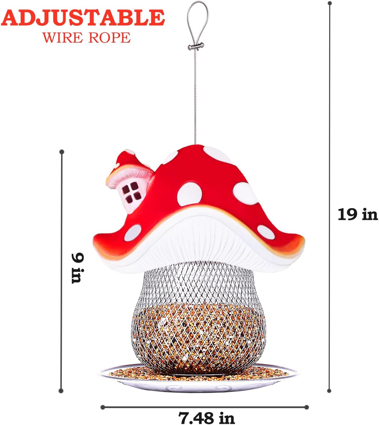Comederos solares para pájaros para colgar al aire libre, comedero para pájaros silvestres de capacidad de 3.5 libras, comederos de metal premium