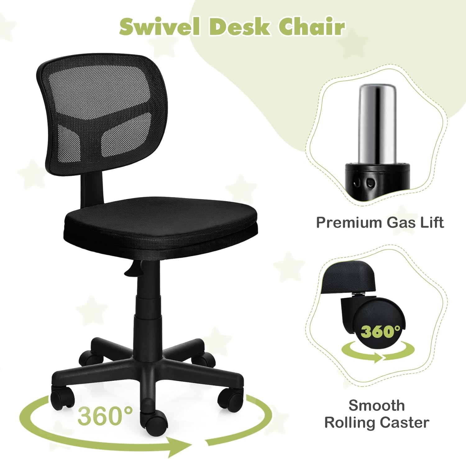 Silla de escritorio para niños, silla de estudio para adolescentes y niñas, silla de computadora para niños pequeños, silla de trabajo ajustable de