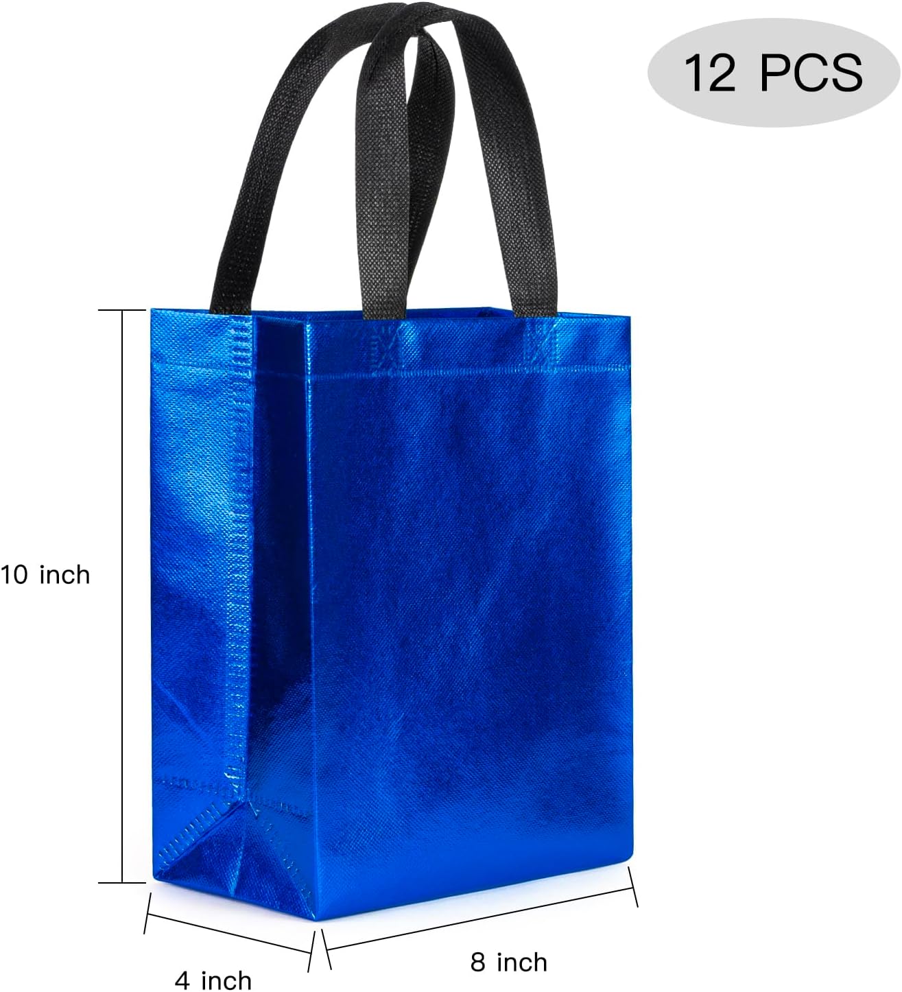 WRAPAHOLIC Bolsa de regalo azul reutilizable con asas, paquete de 12 unidades, tamaño mediano de 8 x 4 x 10 pulgadas, perfecta para bolsas de regalo