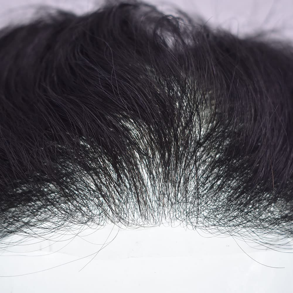 Hair Wonders Toupee de cabello humano para hombre completo polivinílico tupé para hombres, postizos, sistema de reemplazo de cabello inyectado de PU