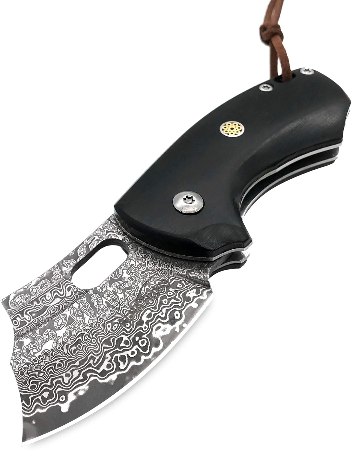 ALBATROSS EDC Navaja de bolsillo plegable de Damasco, hoja de acero de Damasco, mango de maderaresina, regaloscolecciones