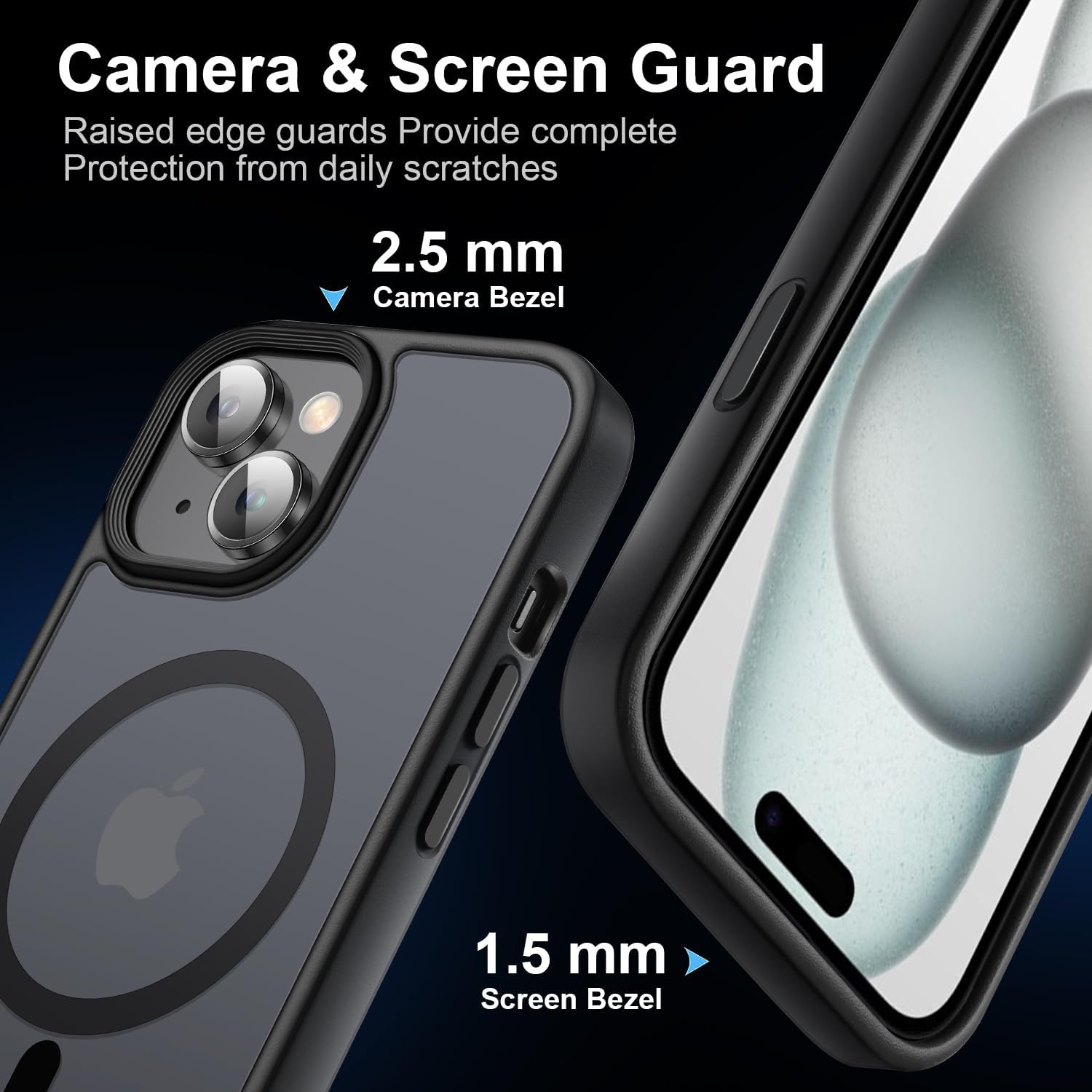 Compatible con iPhone 14 Plus y iPhone 15 Plus Funda compatible con MagSafe, protección de grado militar, teclas de aleación de aluminio mate