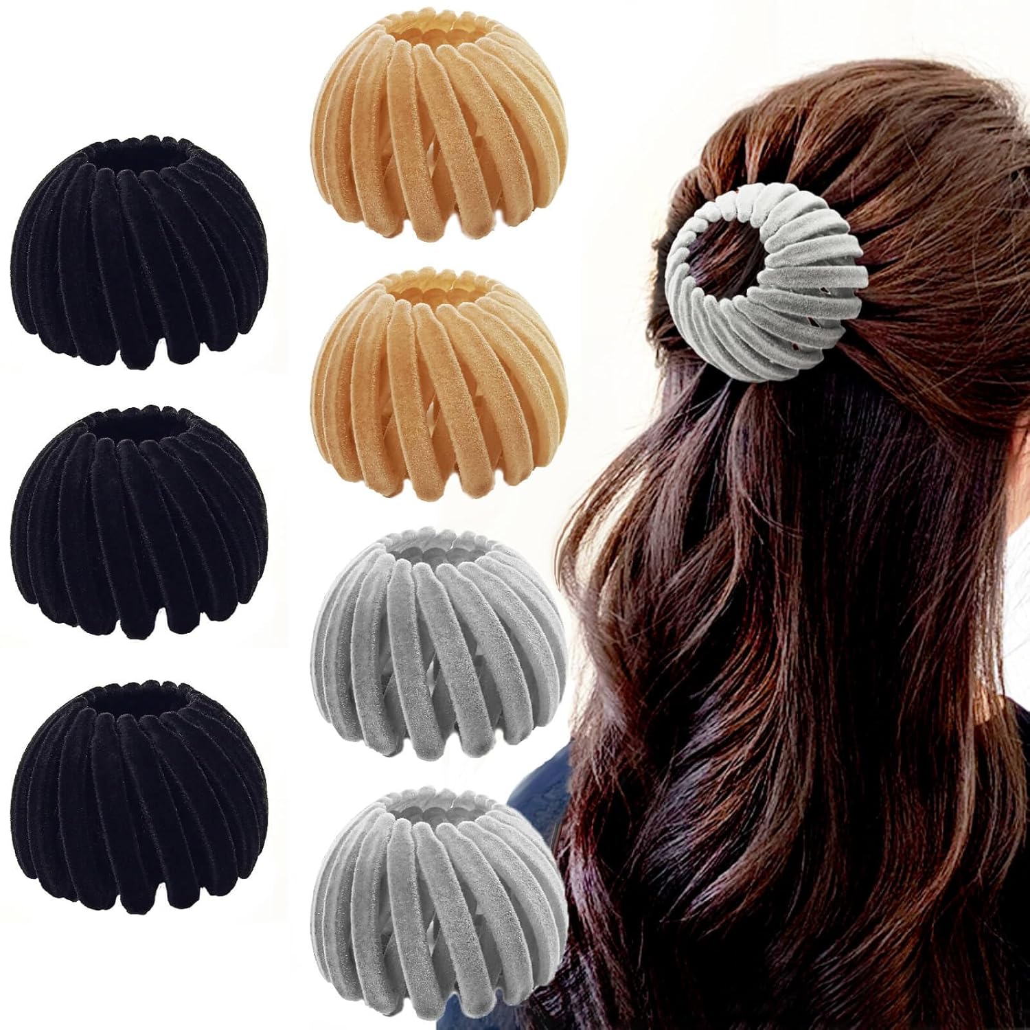 Sizobi Bird Nest – 7 pinzas para el cabello mágicas, para hacer moños para el cabello, pinzas antideslizantes para el cabello, coleteros