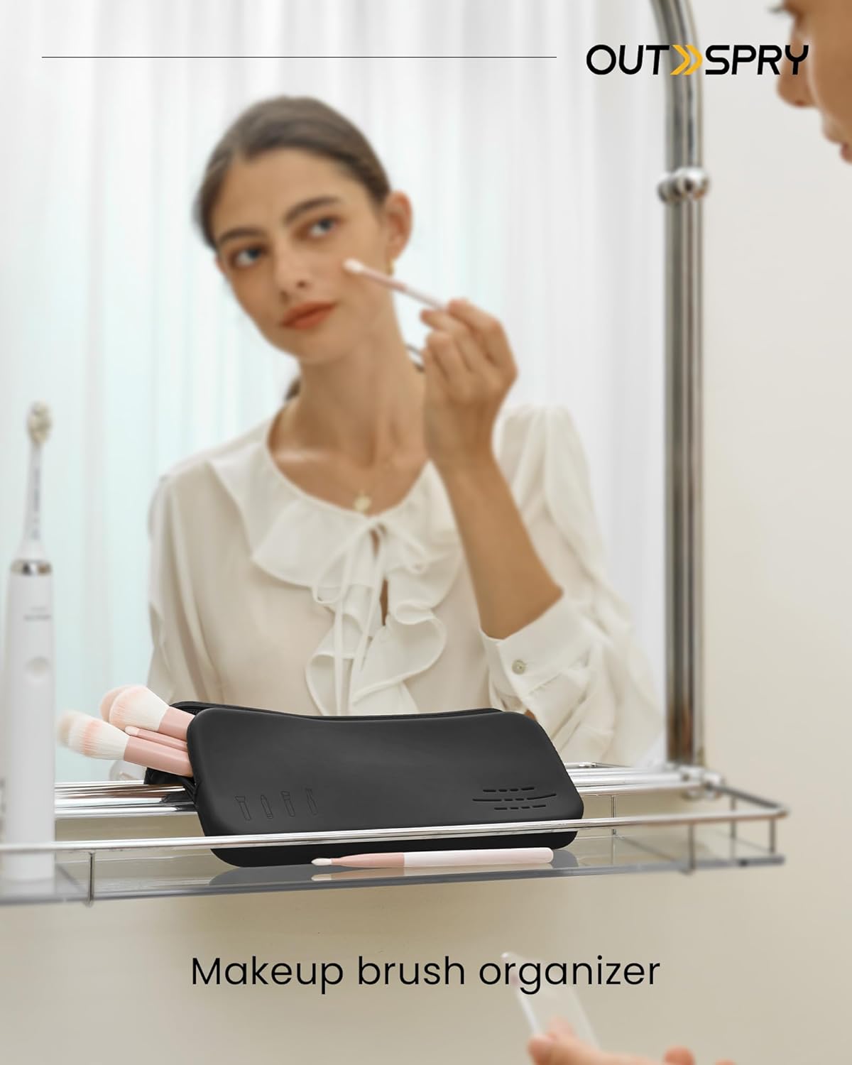 Soporte de silicona para brochas de maquillaje para viajes, cierre de cremallera, plegable, portátil, flexible, impermeable, bolsa de maquillaje,