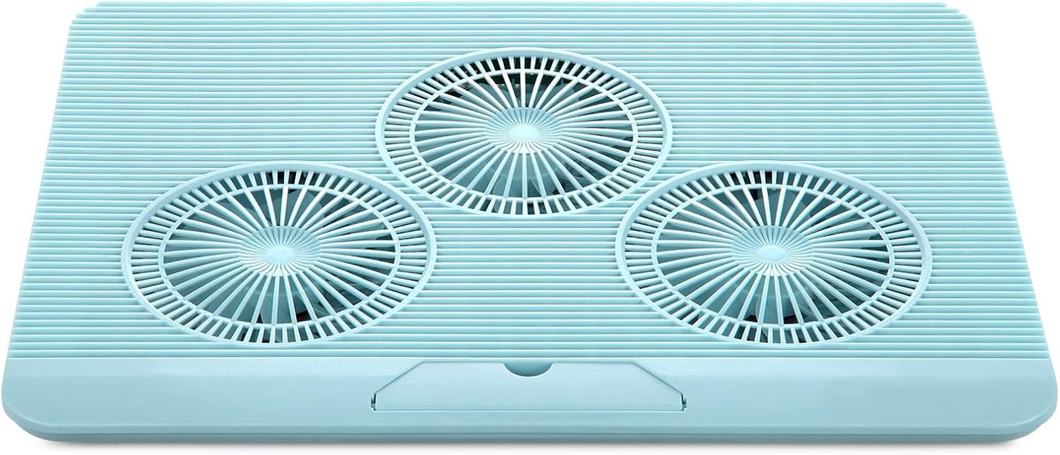 Almohadilla de refrigeración para laptop, enfriador para laptop con 3 ventiladores silenciosos azules, soporte ergonómico para laptop alimentado por