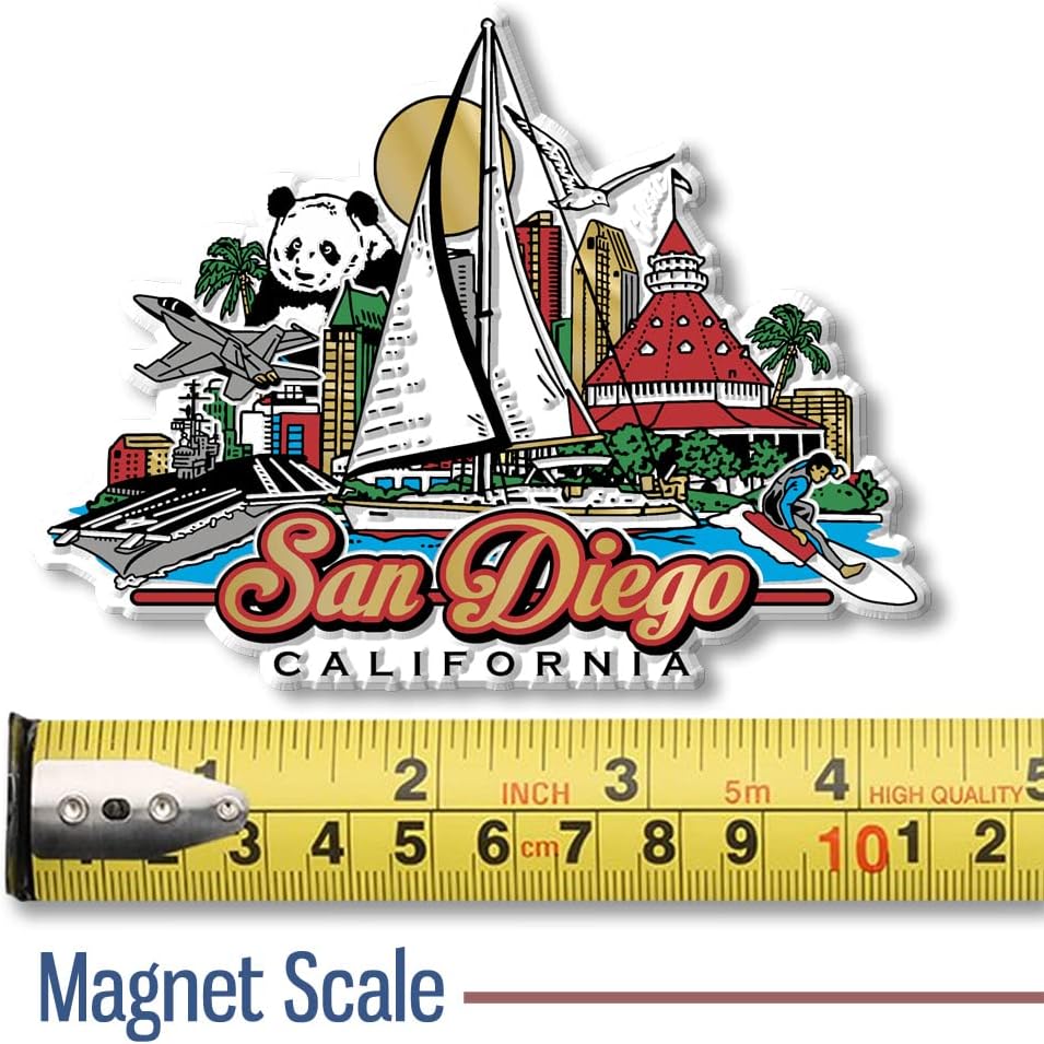 Imán de la ciudad de San Diego por Classic Magnets, recuerdos coleccionables fabricados en los Estados Unidos, 4.3 x 3.3 pulgadas
