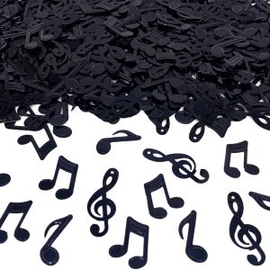 Notas musicales de confeti negro con corte de clave musical para fiesta de música, recepción, cumpleaños, boda, compromiso, baby shower, fiesta, Notas musicales de confeti negro con corte de clave musical para fiesta de música, recepción, cumpleaños, boda, compromiso, baby shower, fiesta,