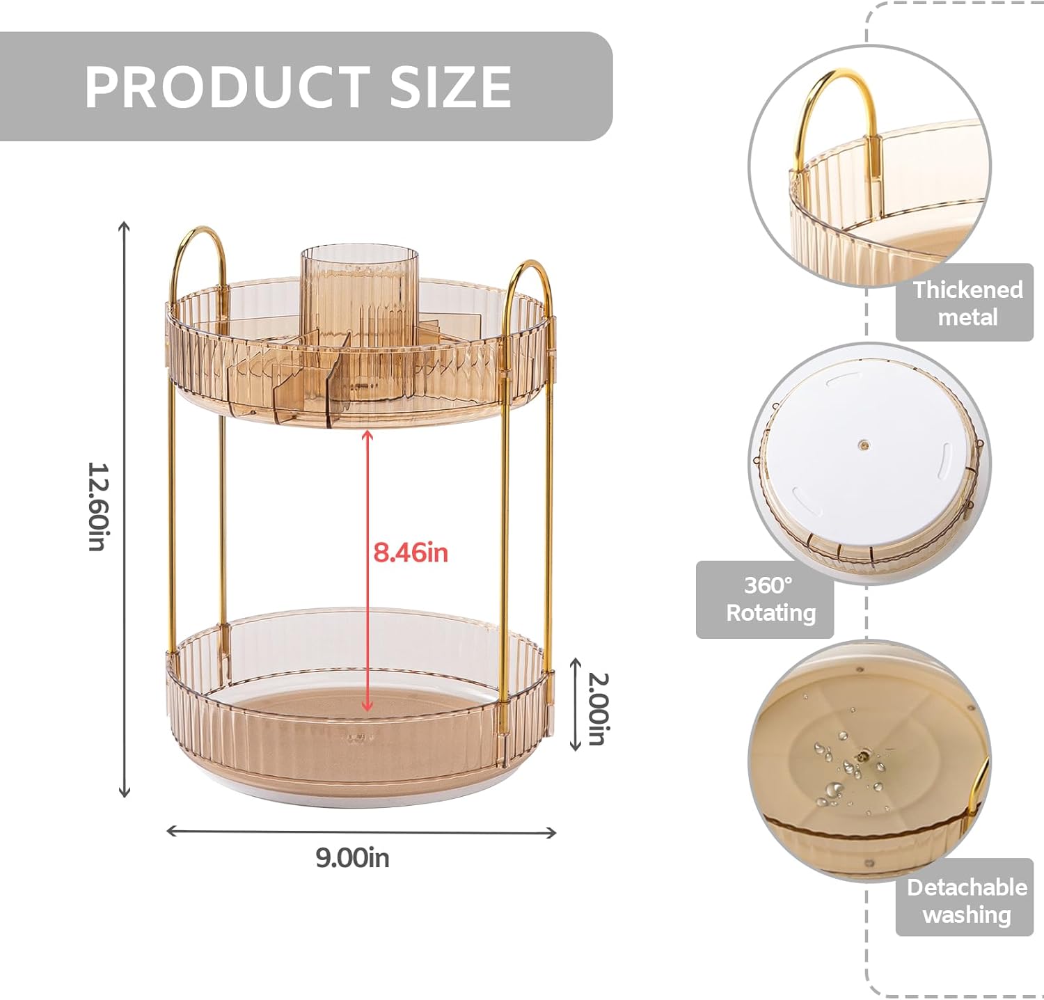 Organizador de maquillaje giratorio de 360, bandejas de baño, organizador de encimera, carrusel de maquillaje, estante giratorio de gran capacidad,