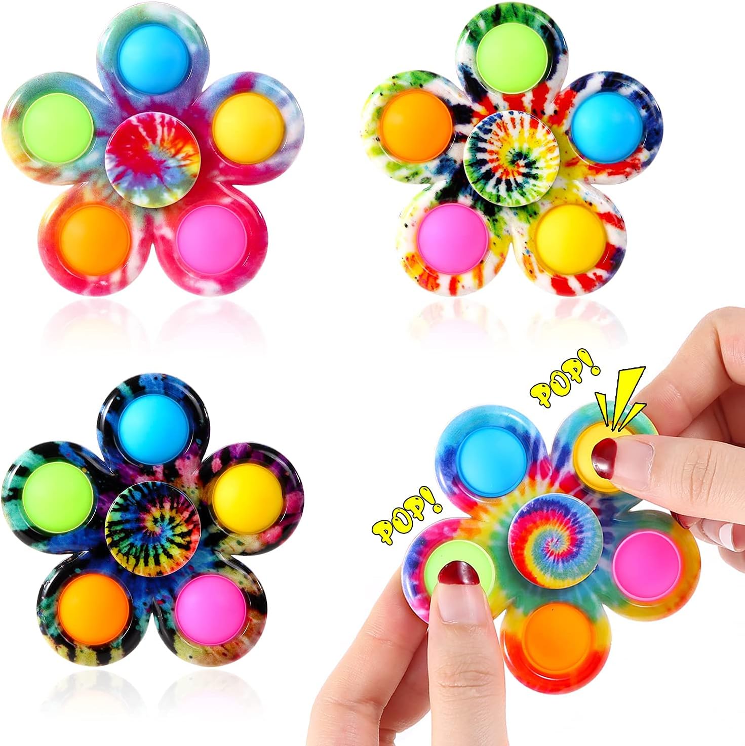 Fidget Spinner Paquete de 4 juguetes sensoriales para niños y adultos, Fidget Spinners Ansiedad Alivio del estrés, TDAH Autismo Productos para niñas