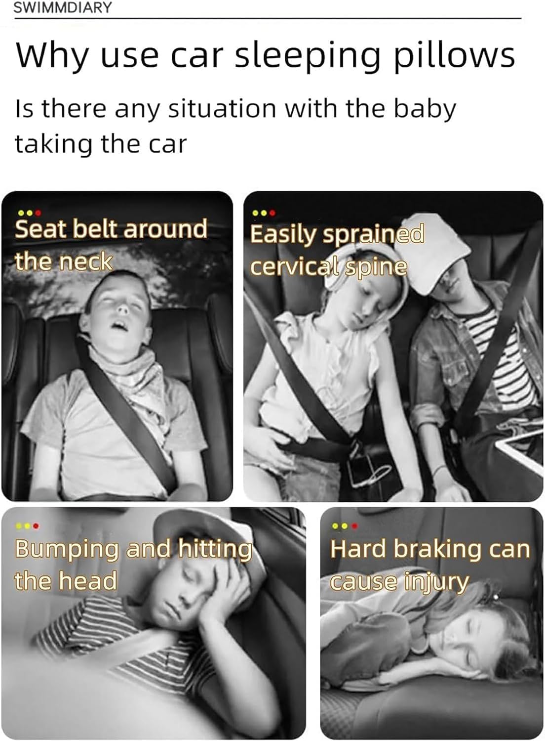 XGBYR Forma de H – Soporte de cabeza para dormir de coche para niños, forma de H, soporte de cabeza para dormir del automóvil, almohadas de viaje