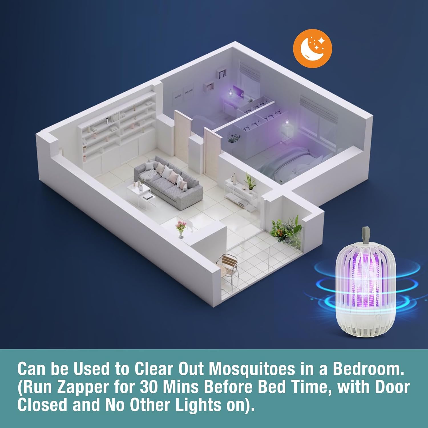 Exterminador de mosquitos portátil de doble función, doble modos de iluminación LED y UV, mata insectos en contacto, recargable por USB, capacidad