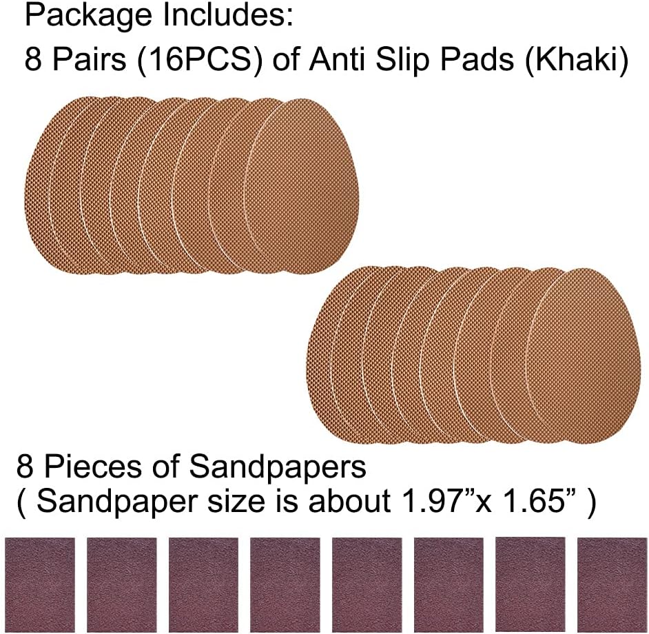 Unikstep 8 pares (16 piezas) suela de zapato antideslizante agarre, Caqui