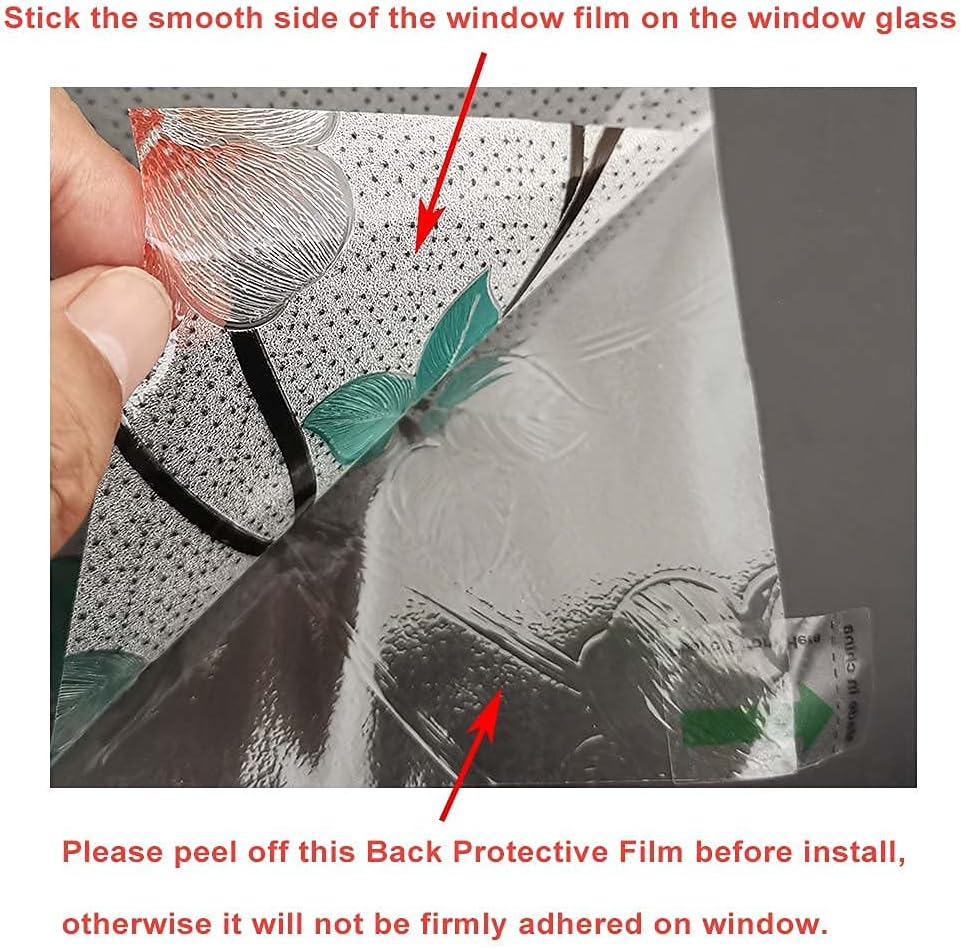 VSUDO Película decorativa de privacidad para ventana, película decorativa para vitrales, película para tintar ventanas esmeriladas para el hogar,