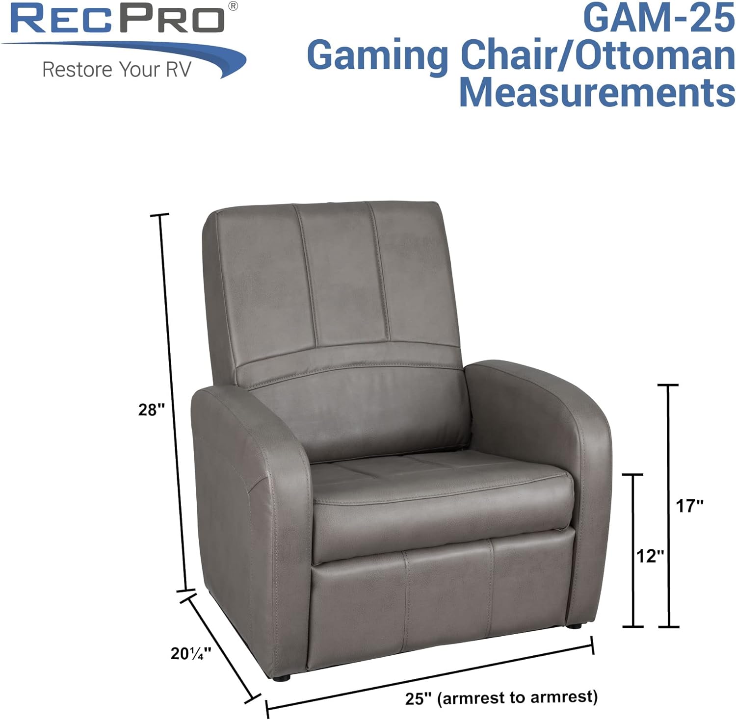 RecPro Charles RV – Silla otomana para juegos  Almacenamiento integrado  Muebles RV  Ideal para adolescentes  Castaño