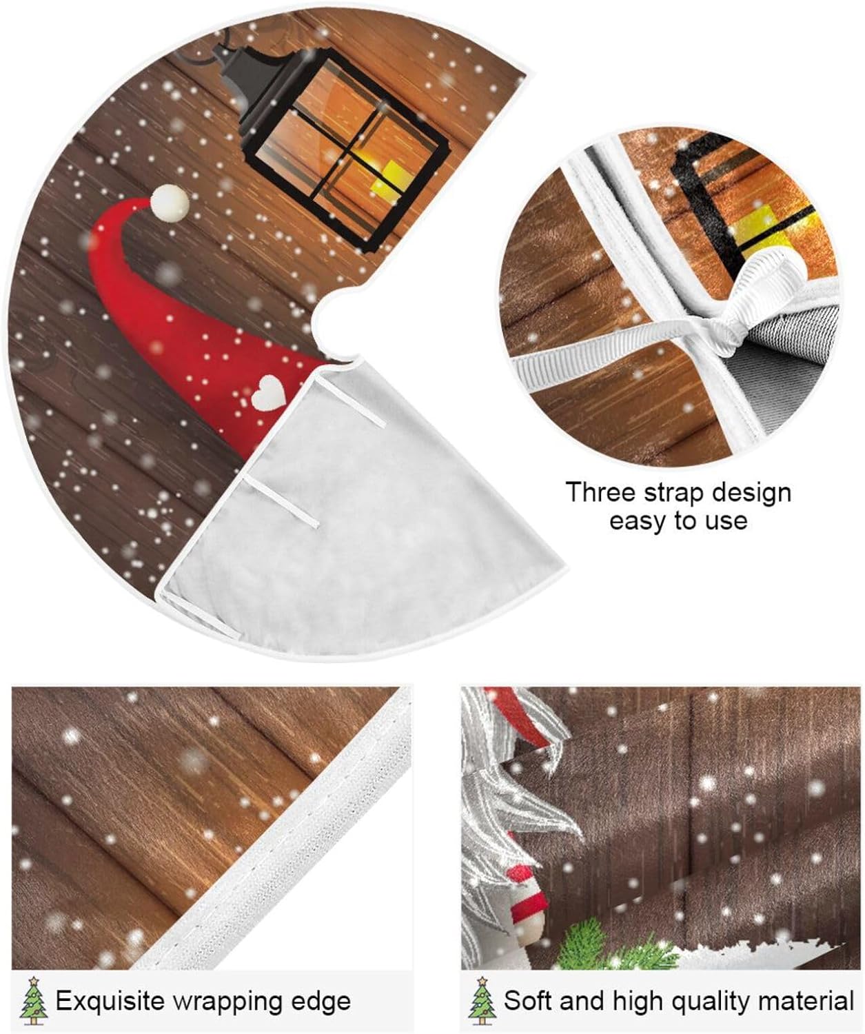 Nisser Norway – Falda de base de árbol de Dinamarca, falda suave para árbol de Navidad, decoración de árboles de Navidad, falda pequeña para árbol