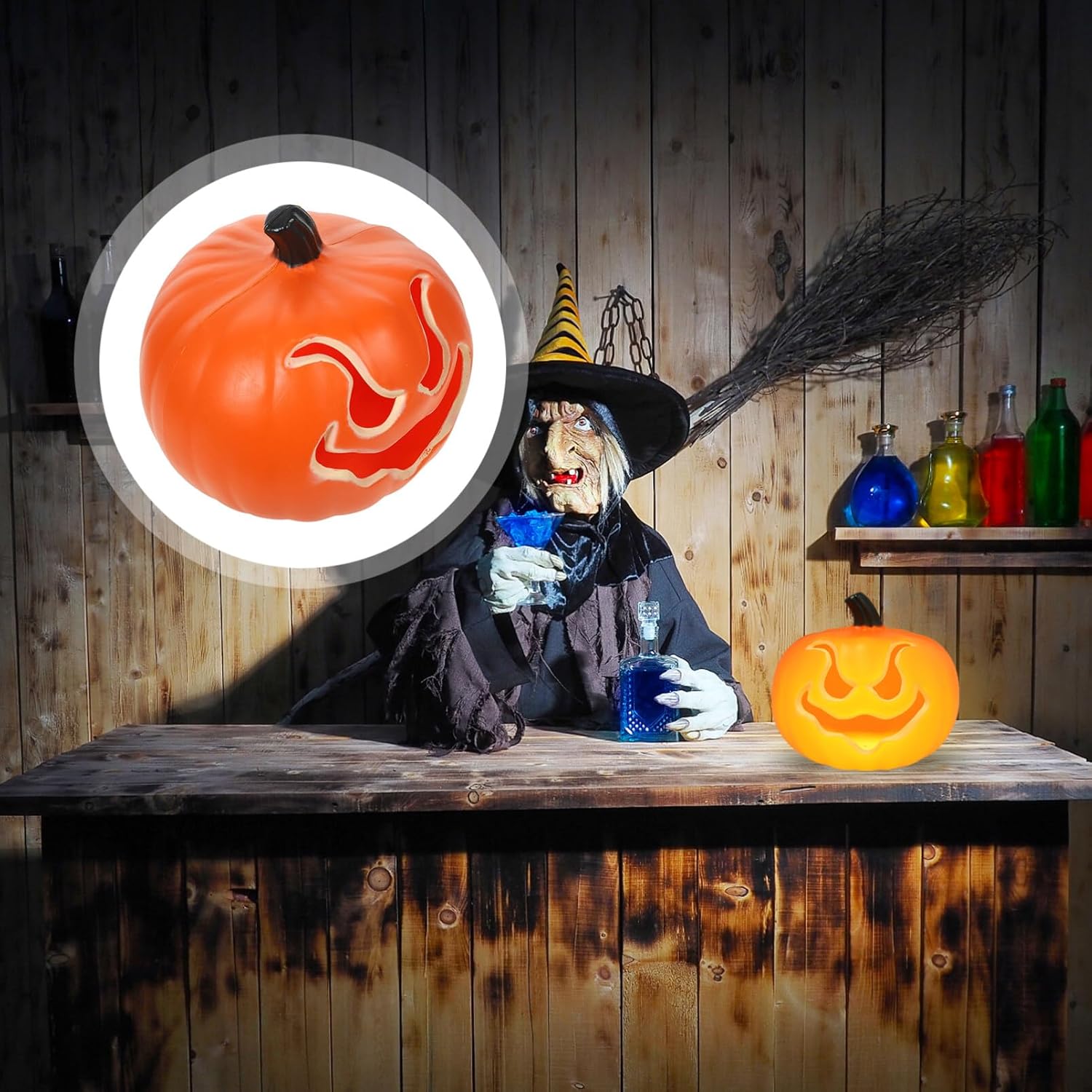 VILLCASE Lámpara de calabaza de Halloween, decoraciones de calabaza de Halloween