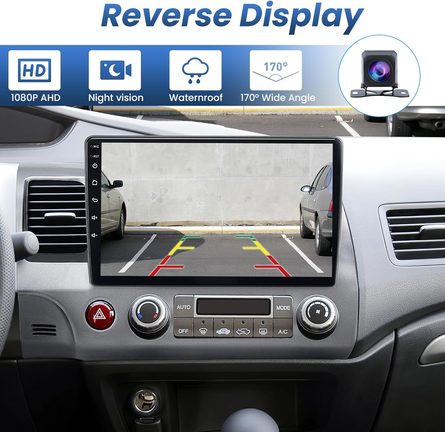 Radio de coche 4G+64G de 10.1 pulgadas para Honda Civic 2006 2007 2008 2009 2010 2011, Carplay Android Auto estéreo de coche con cámara de respaldo,