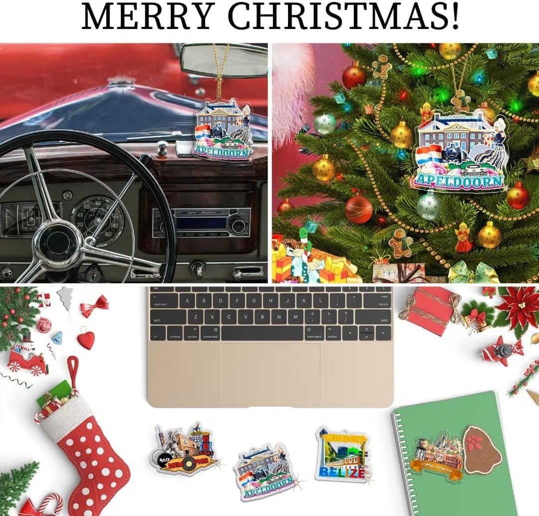 Tivoli Lazio – Adorno de Navidad de acrílico transparente de doble cara para decoración de árbol, colgante de recuerdo de viaje, colección
