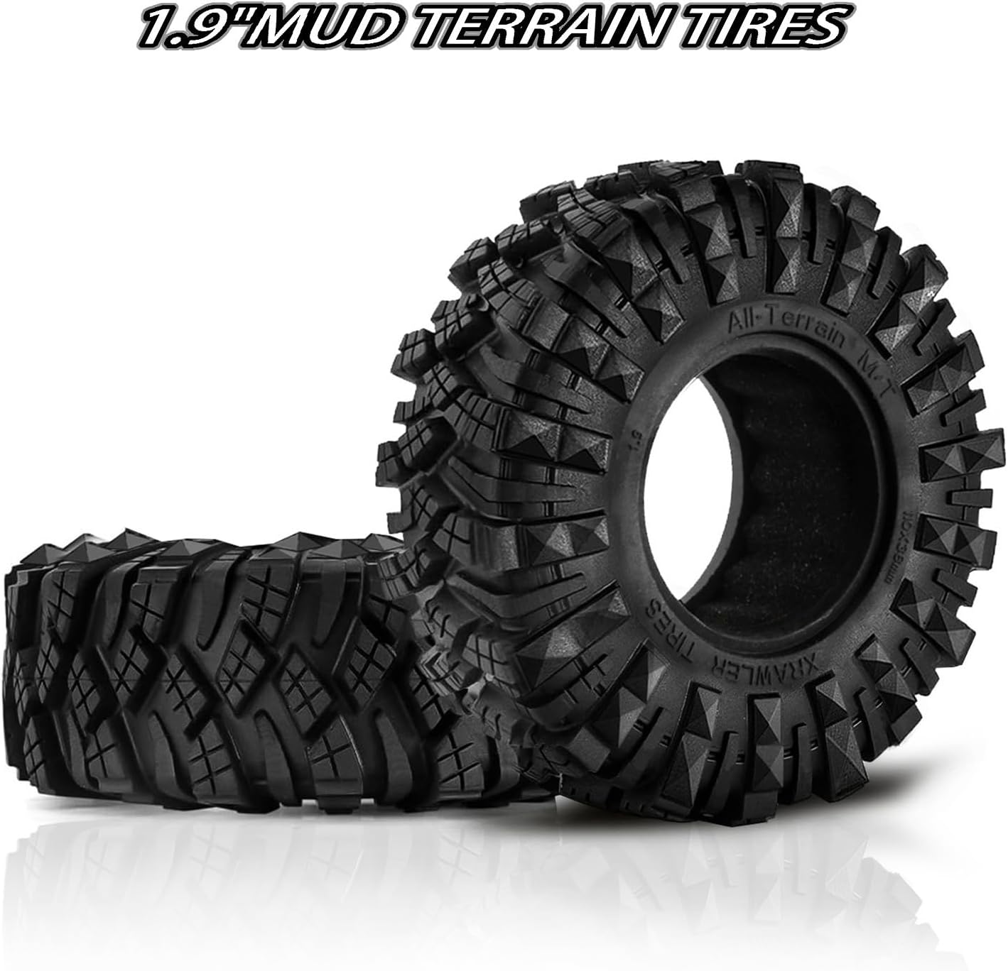 4 neumáticos 1.9 RC Rocks Crawler de goma de 4.33 pulgadas con insertos de espuma, aptos para 110 RC Rock Crawler Axial SCX10 90046 SCX10 III