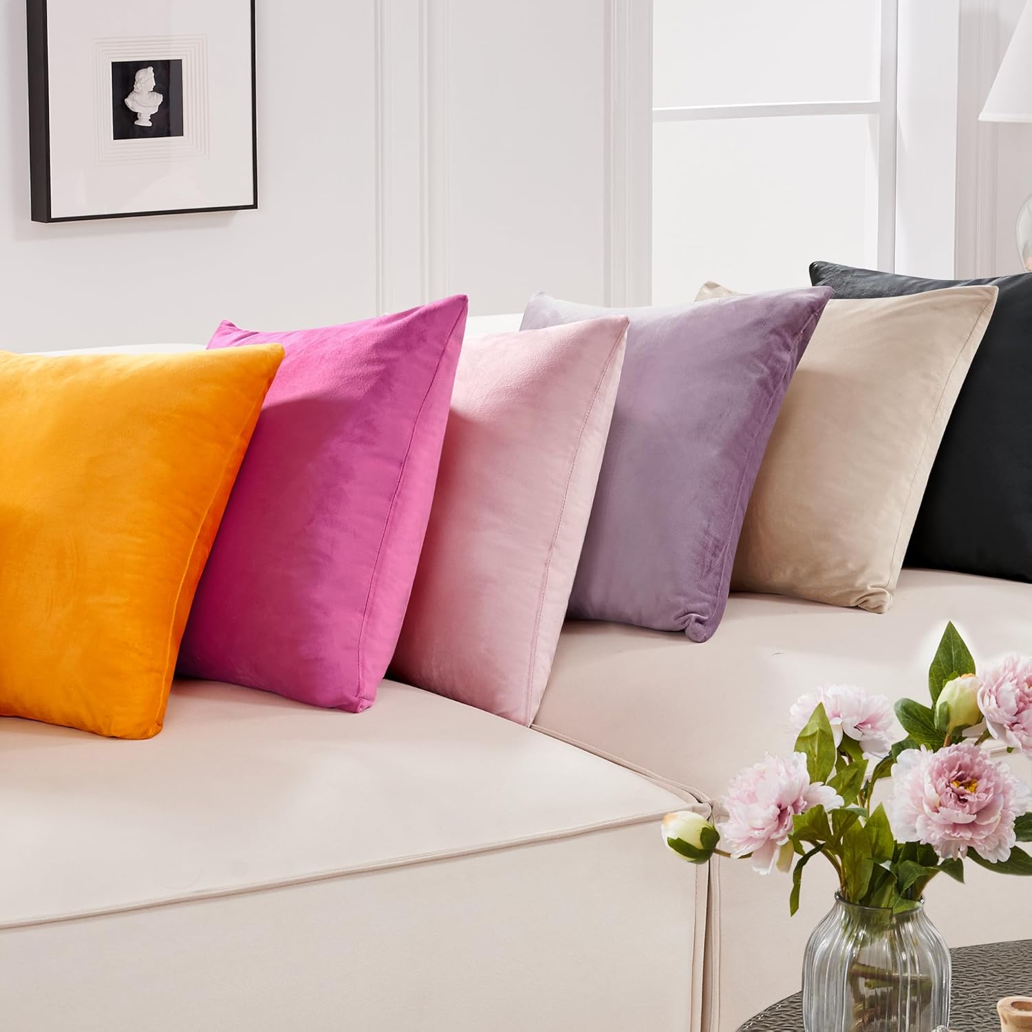 Deconovo – Fundas de almohada, tejido suave, terciopelo. Fundas de almohada, elegantes fundas de almohada