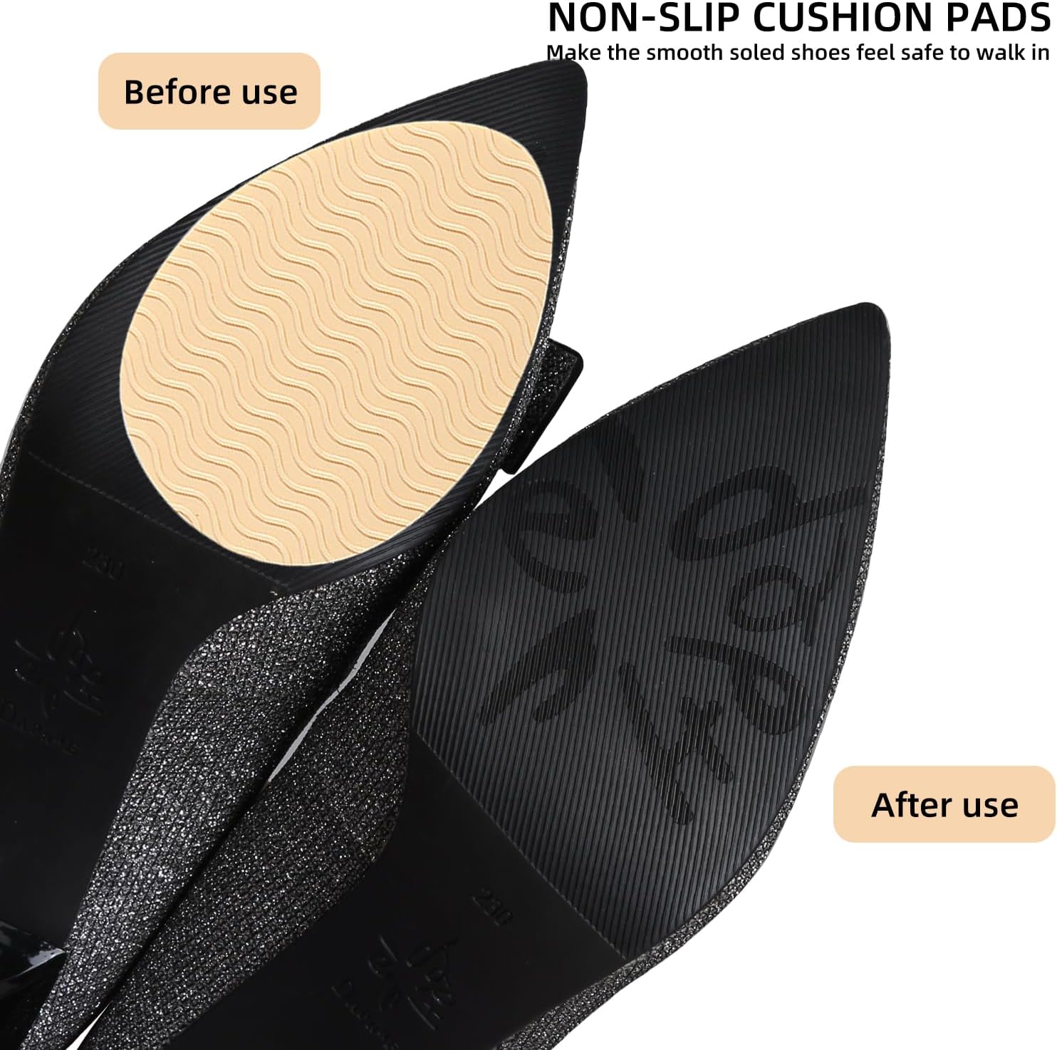 2 pares de almohadillas antideslizantes para zapatos, protectores adhesivos de suela de zapatos, agarre de gel de silicona en la parte inferior de